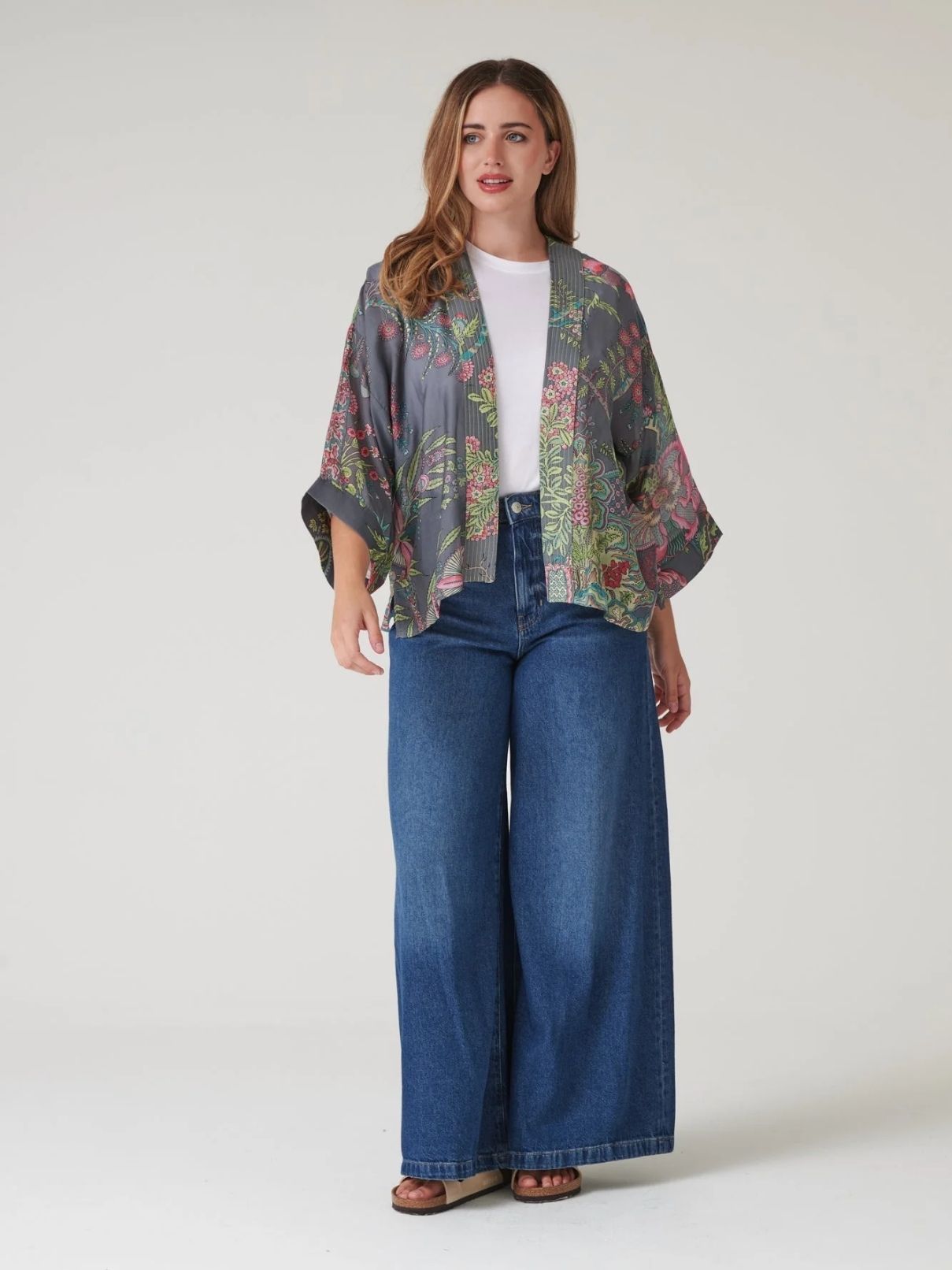 100 Stars Boho Garden Kimono in Grey
