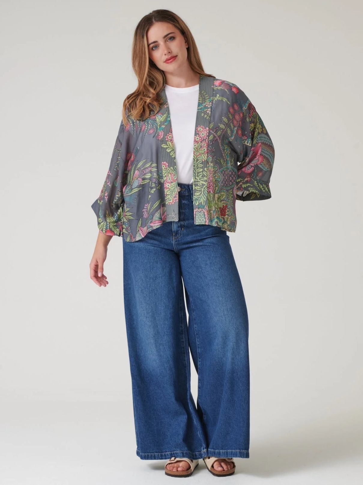 100 Stars Boho Garden Kimono in Grey