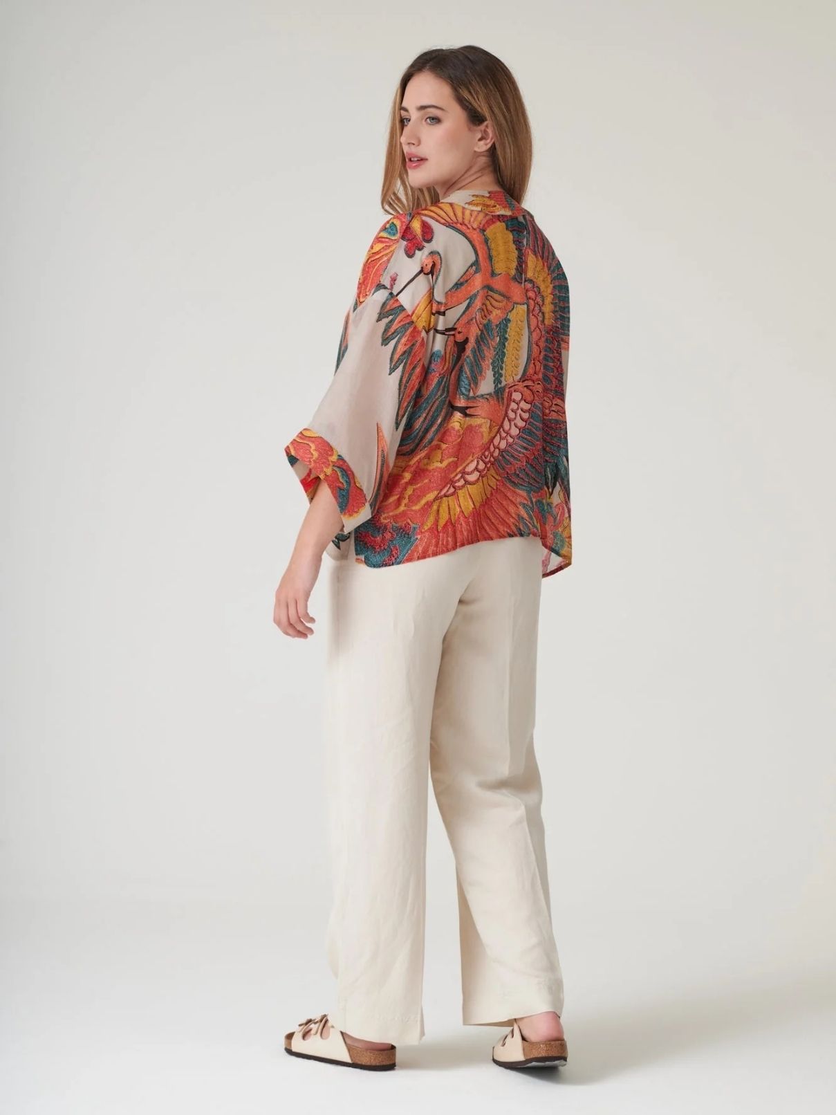 100 Stars Crane Kimono in Stone