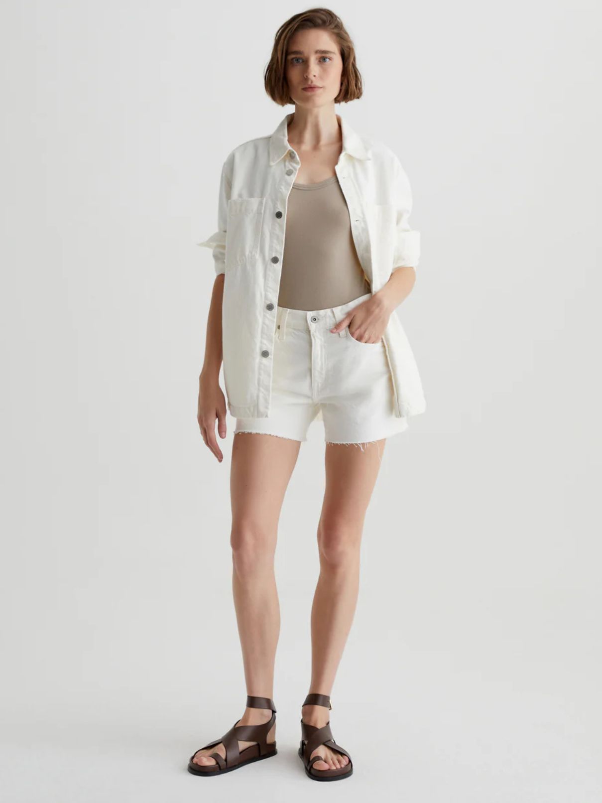 AG Jeans Halle Short in Powder Distressed
