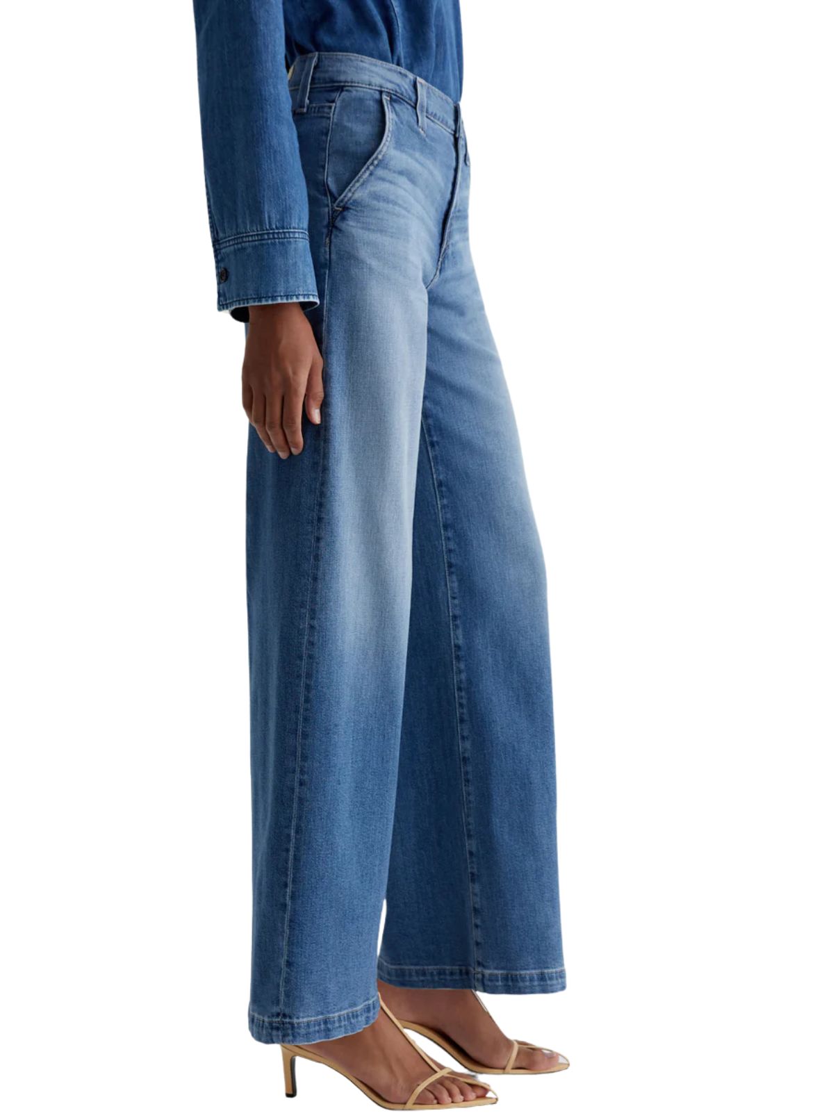 AG Denim Stella Low Palazzo Jean in Nautical Mile