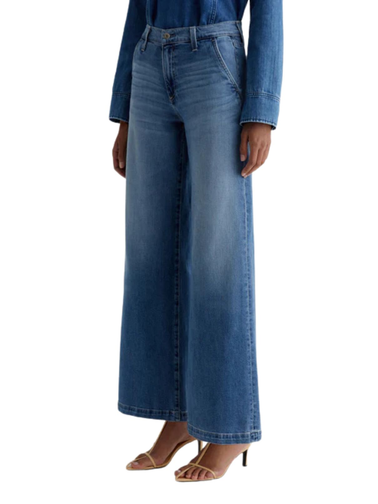 AG Denim Stella Low Palazzo Jean in Nautical Mile