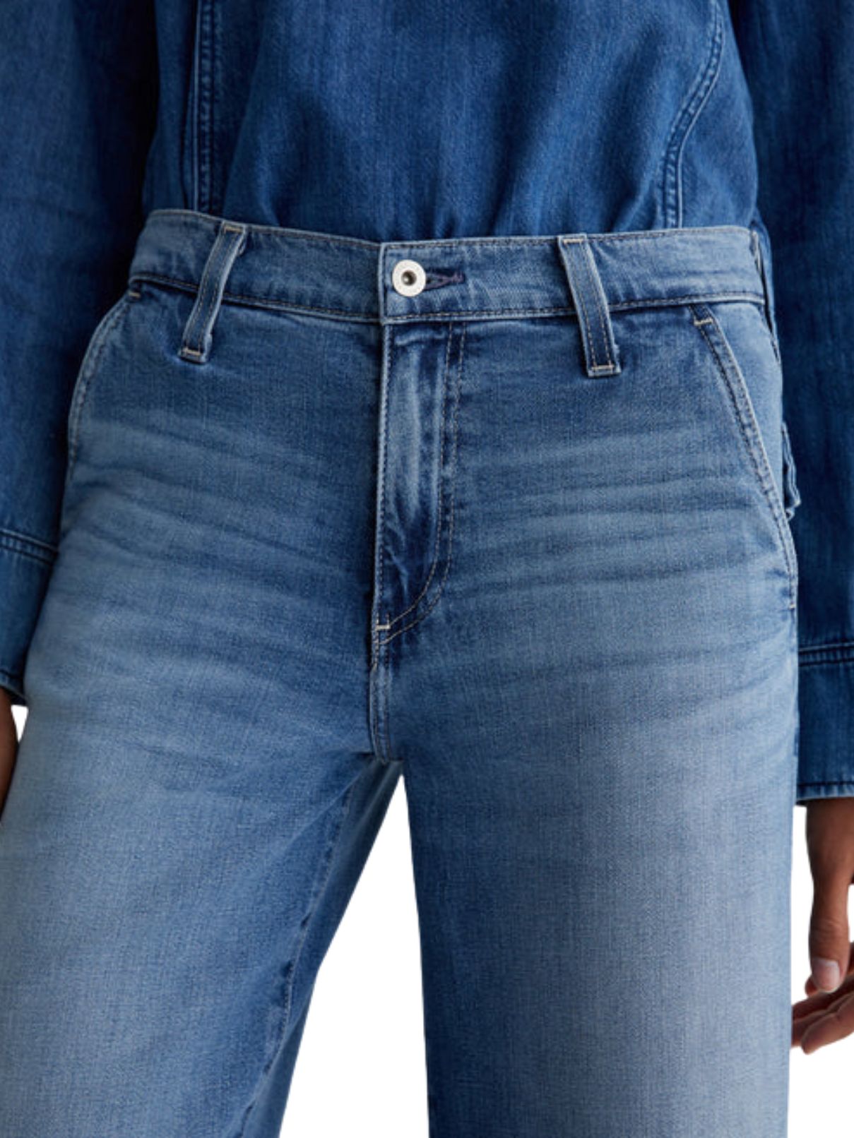 AG Denim Stella Low Palazzo Jean in Nautical Mile