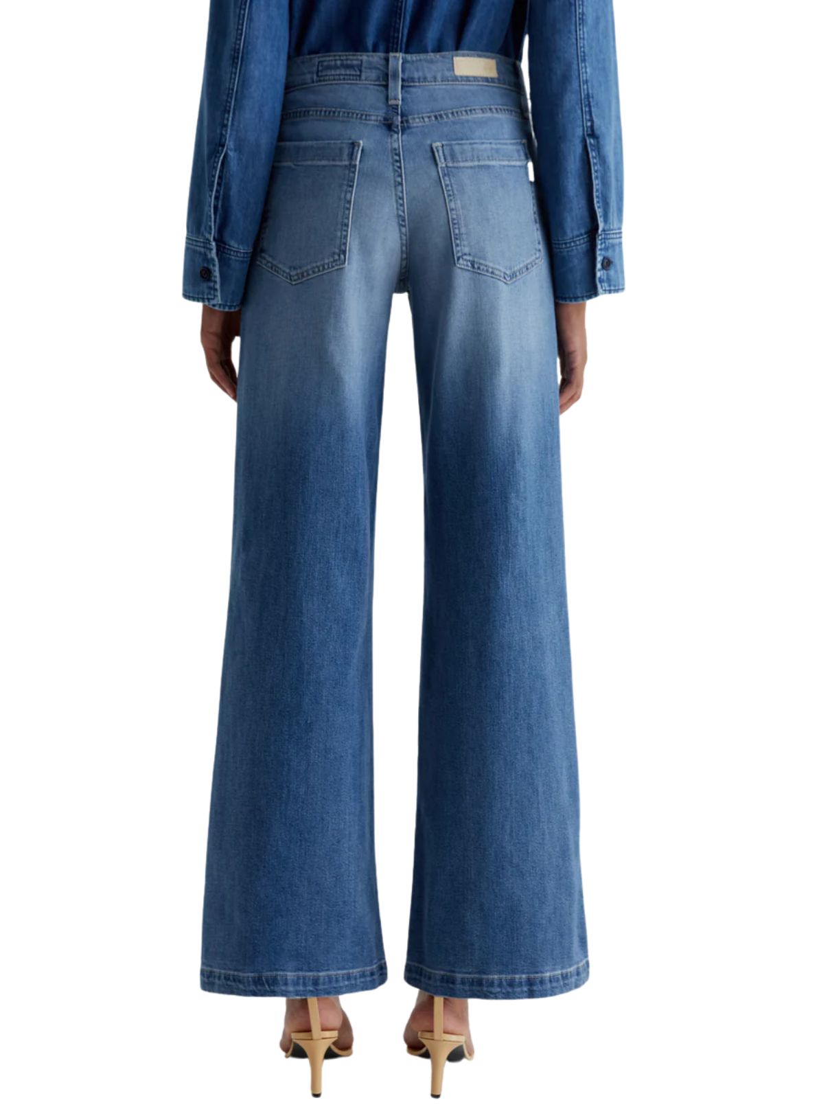 AG Denim Stella Low Palazzo Jean in Nautical Mile