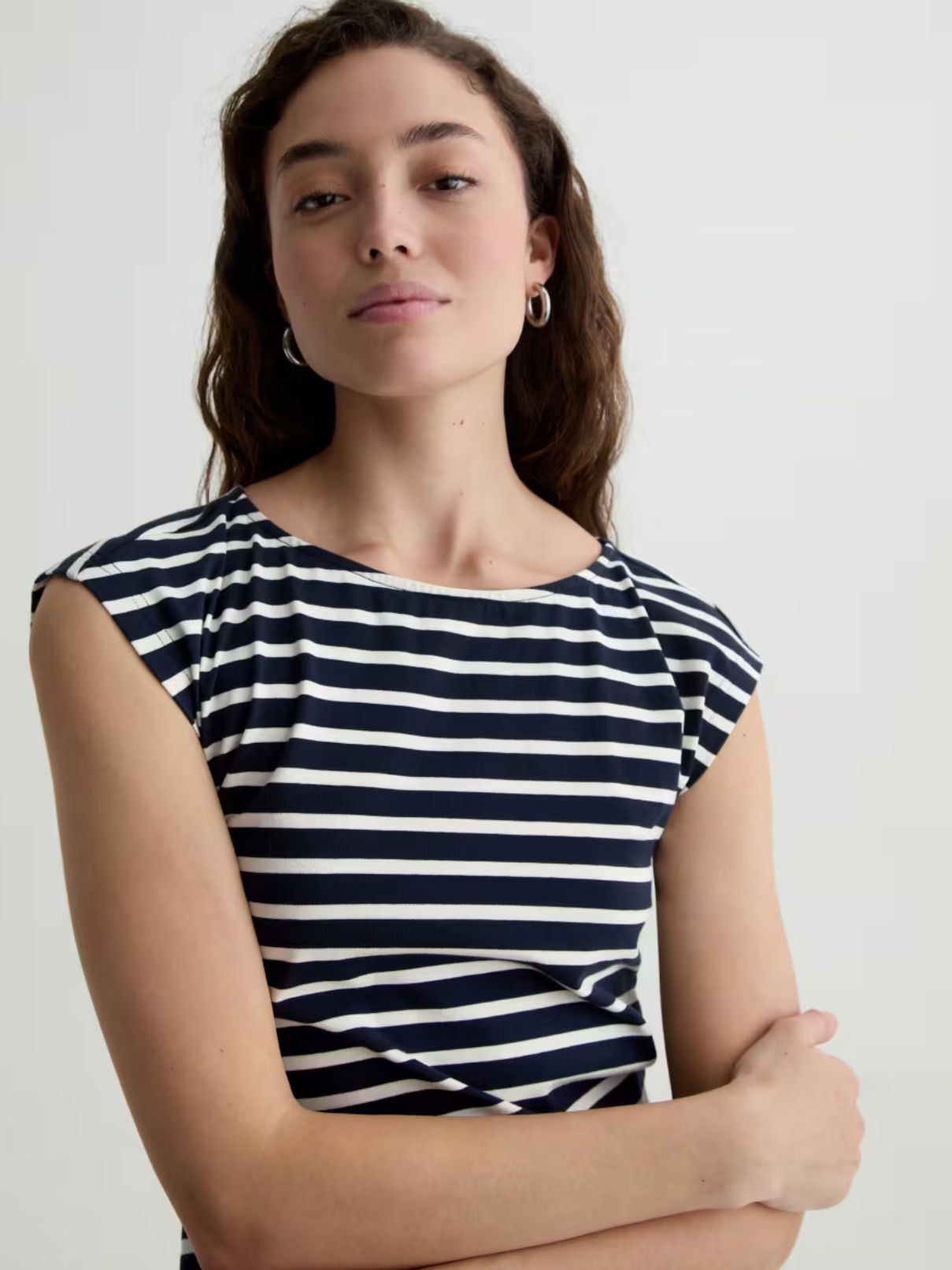 AG Jeans Aja Stripe Dress in Navy/Powder