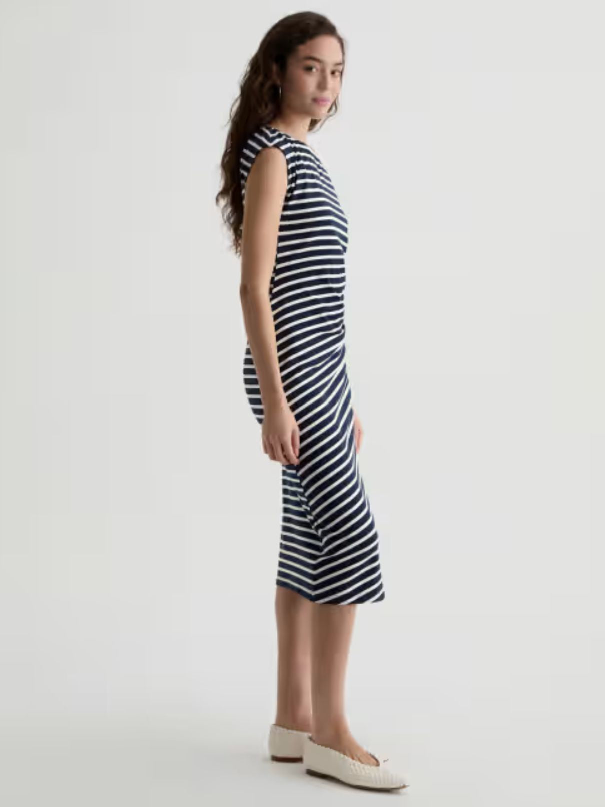 AG Jeans Aja Stripe Dress in Navy/Powder