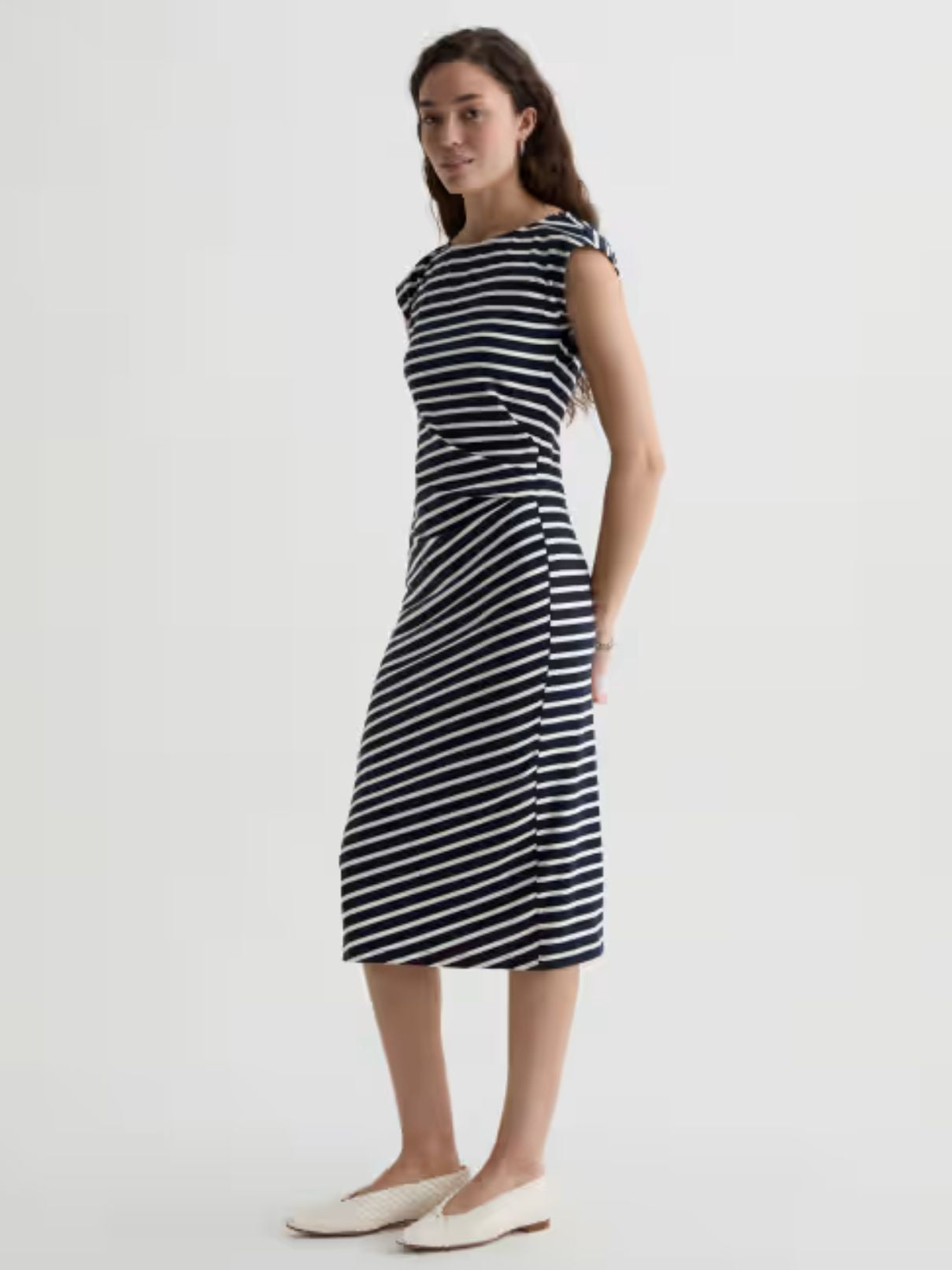 AG Jeans Aja Stripe Dress in Navy/Powder