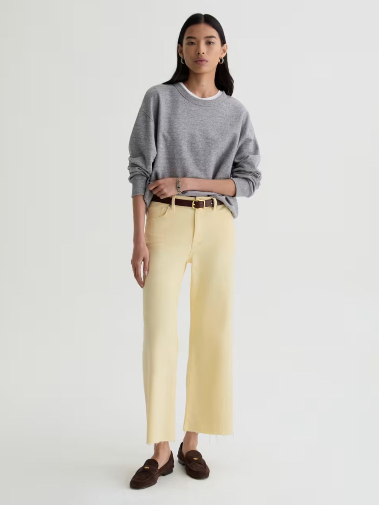 AG Jeans Saige Wide Leg Crop in Sunny Yellow