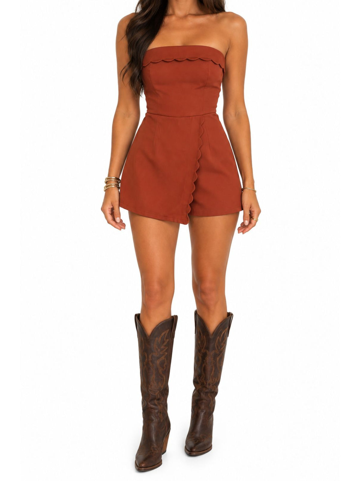Austin Nights Romper in Burnt Orange