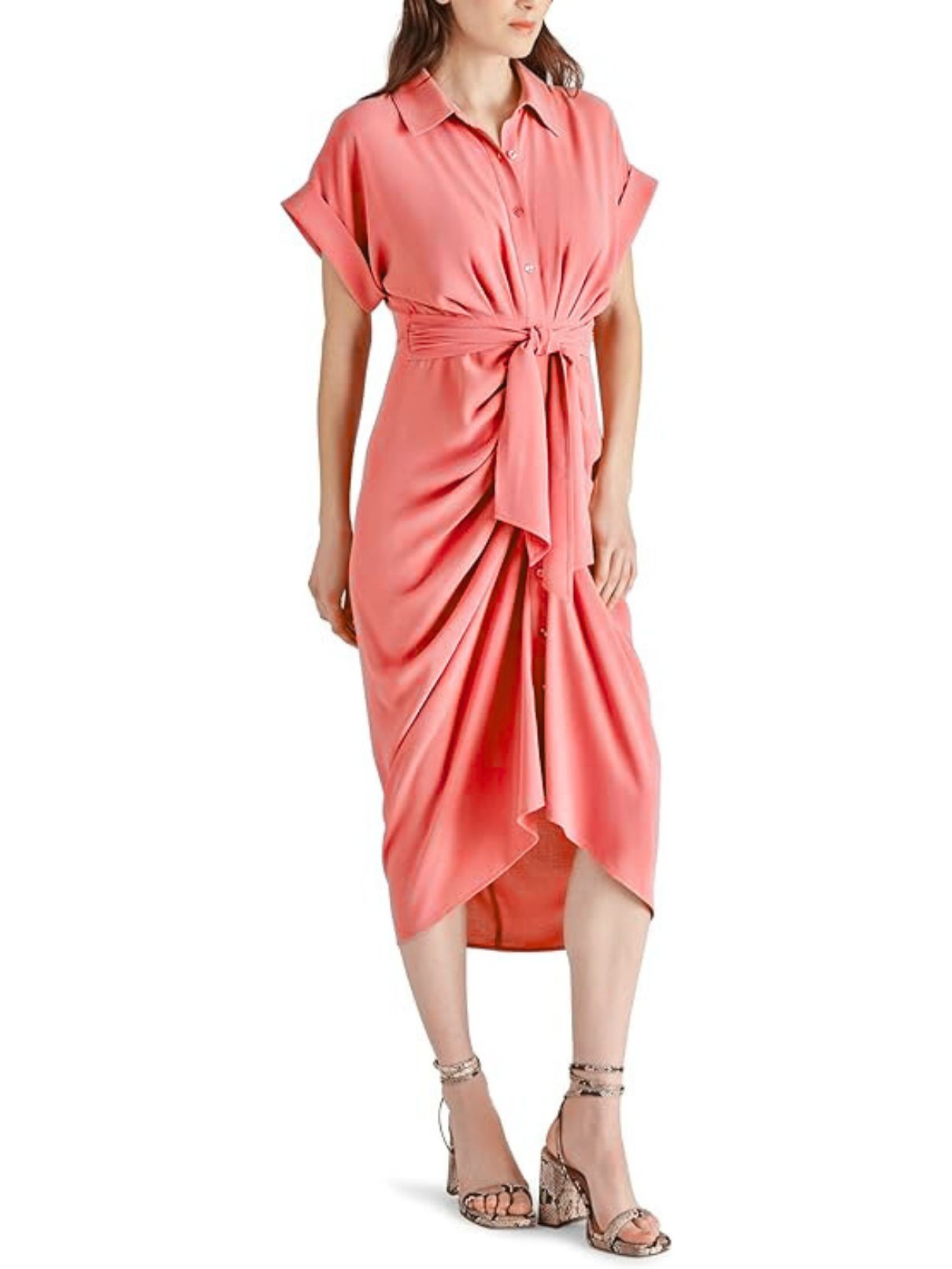 BB Dakota Tori Twist Front Shirt Dress in Mauve Glow