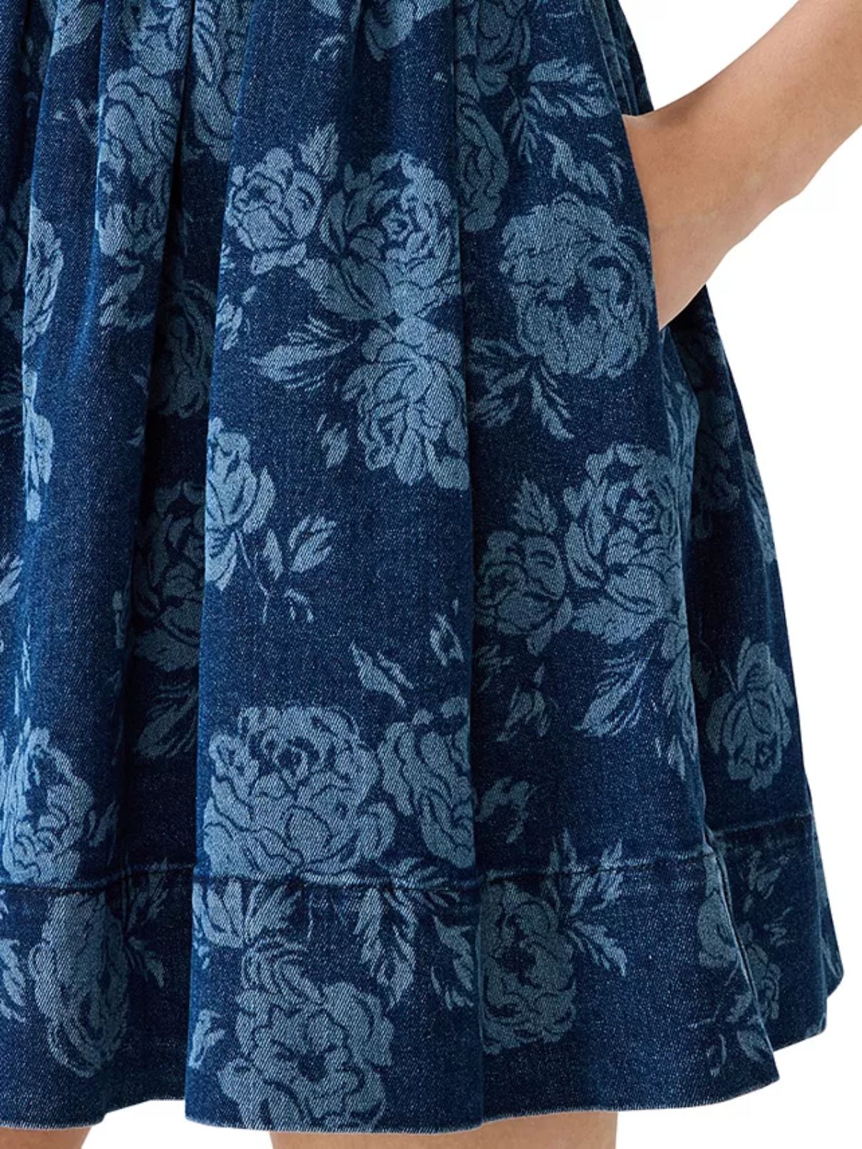 BB Dakota by Steve Madden Kiona Square Neck Denim Dress in Engraved Roses
