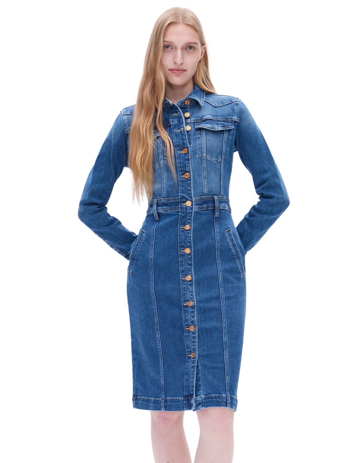 Bayeas Andrea L/S Denim Dress in Deep Sea