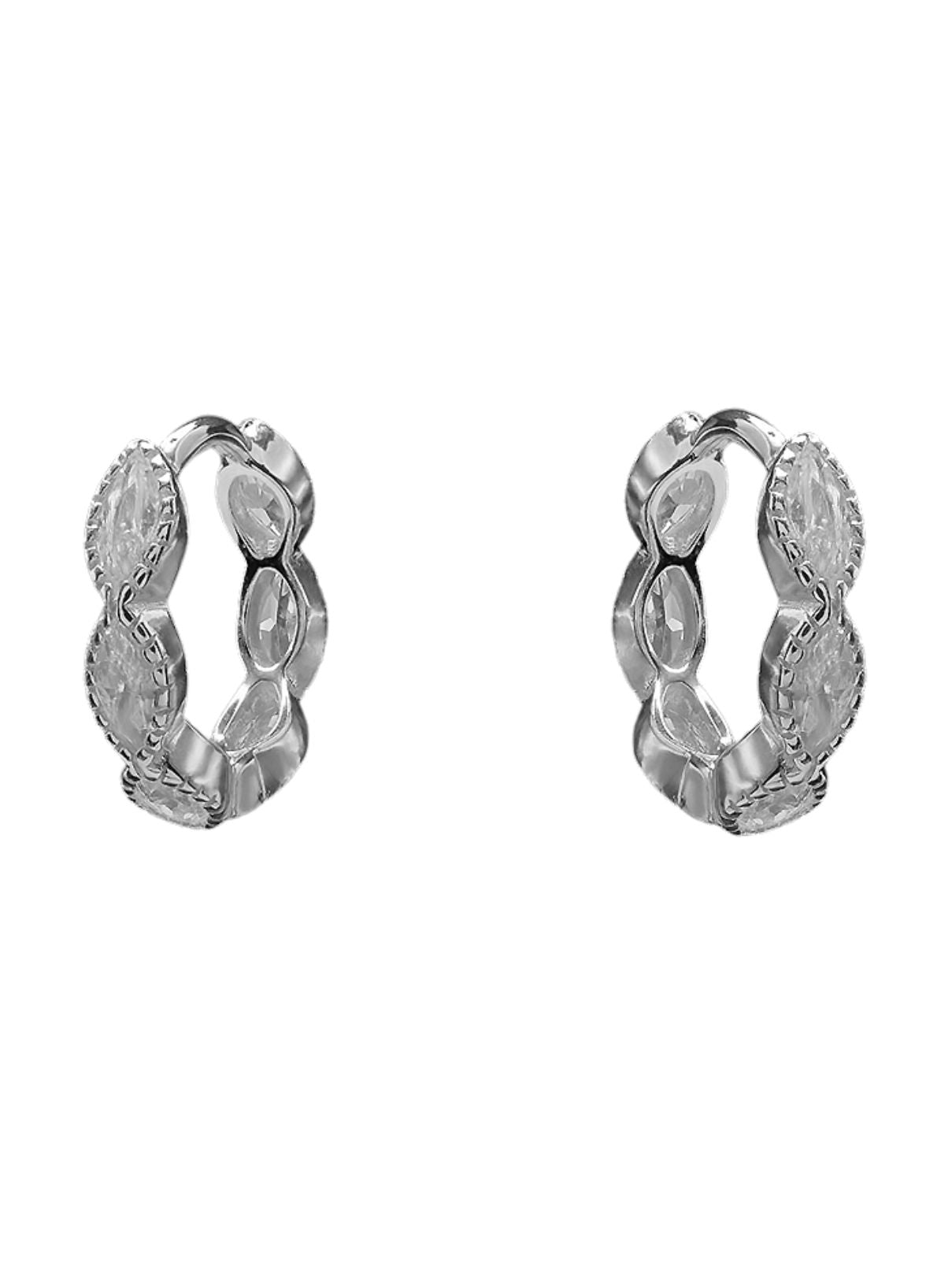 Beje Designs Triple Oval CZ Huggie Earrings in Silver