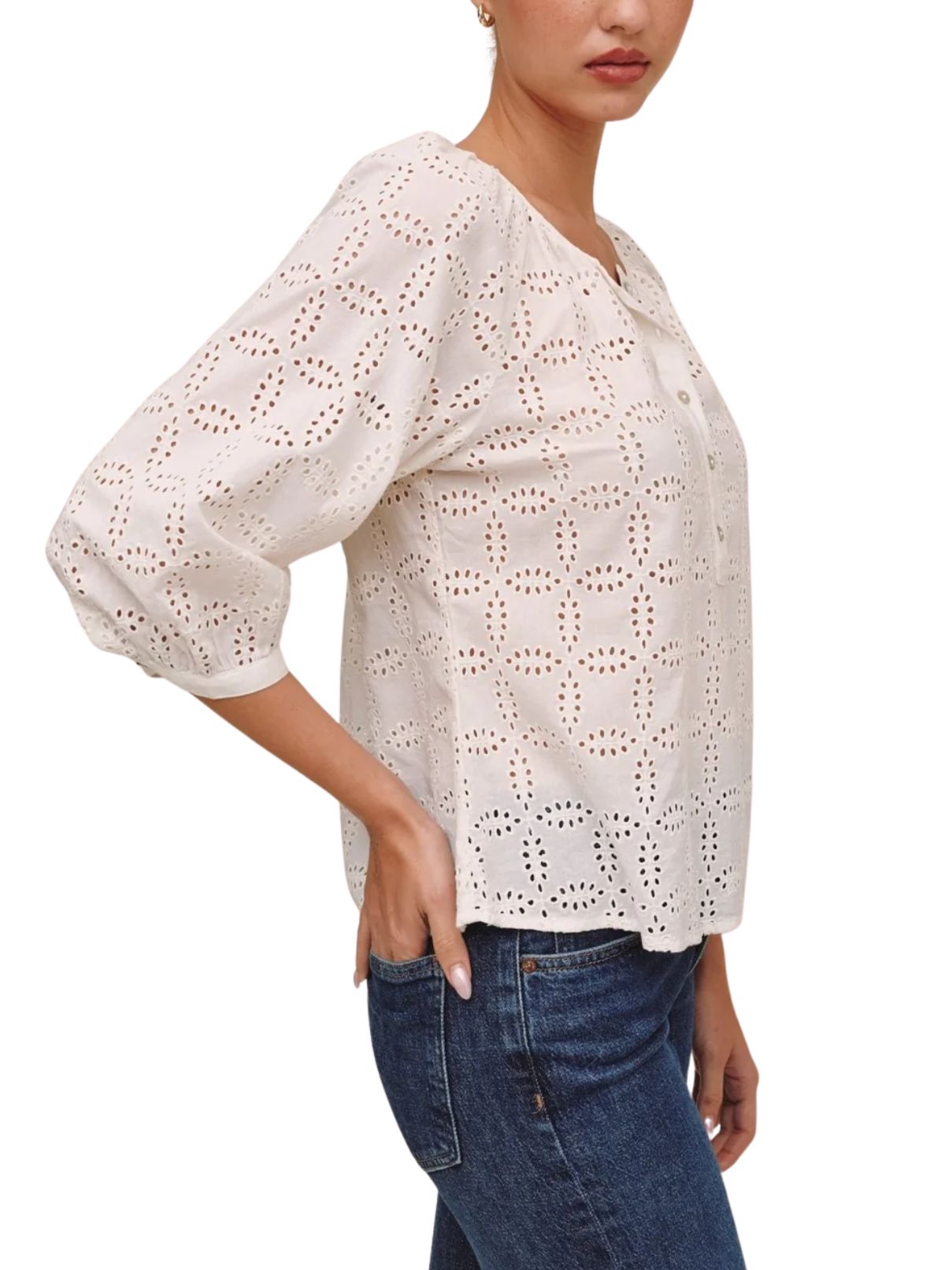 Bella Dahl 3/4 Sleeve Pullover in Ivory