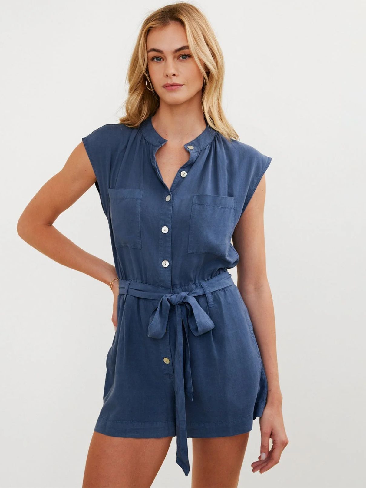 Bella Dahl Cap Sleeve Romper in Midnight Surf