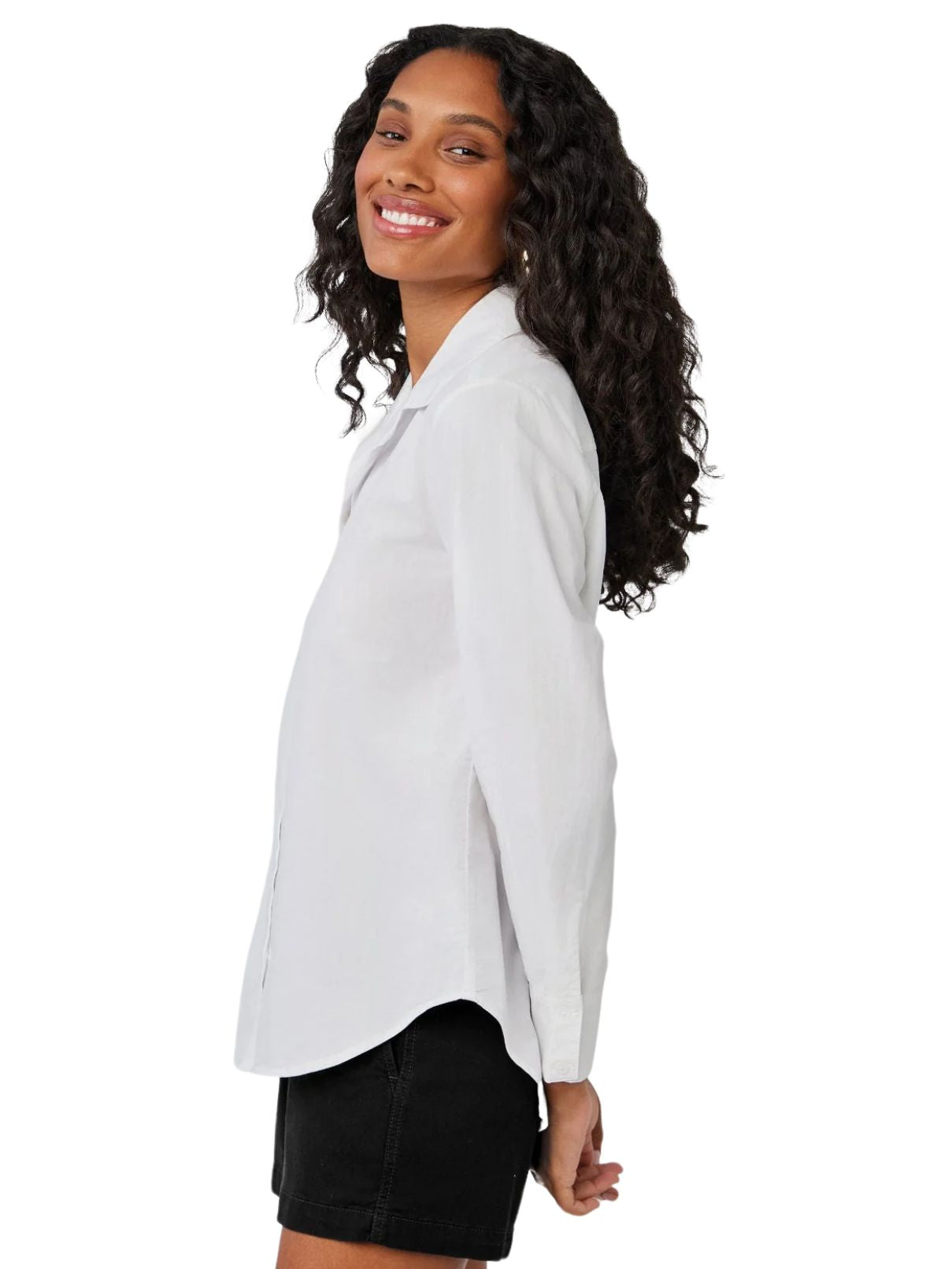 Bella Dahl Clean Wide Collar Shirt in White