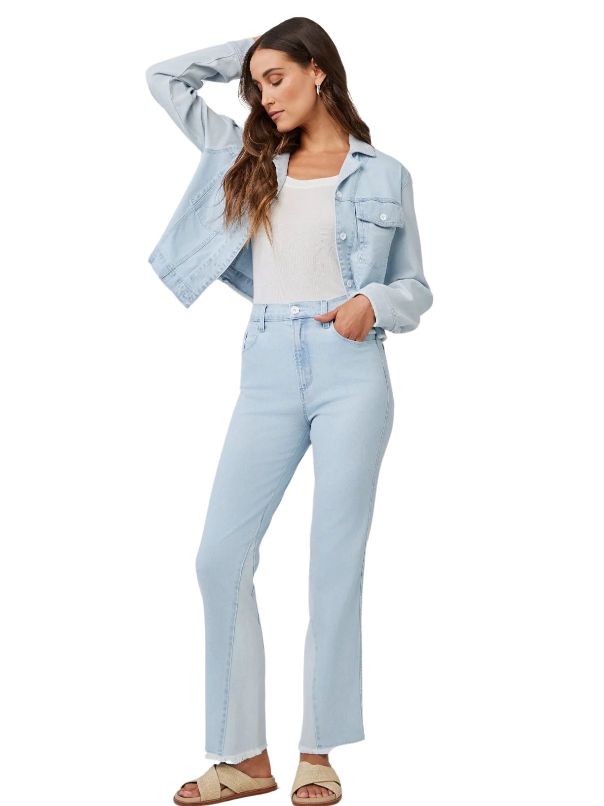 Bella Dahl Coco Fray Denim Jacket in Tidal Spray Wash
