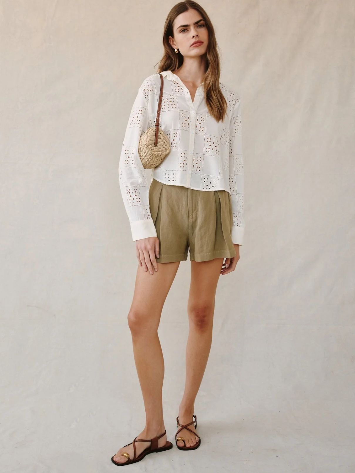 Bella Dahl Contrast Button Down Shirt in Soft Ivory