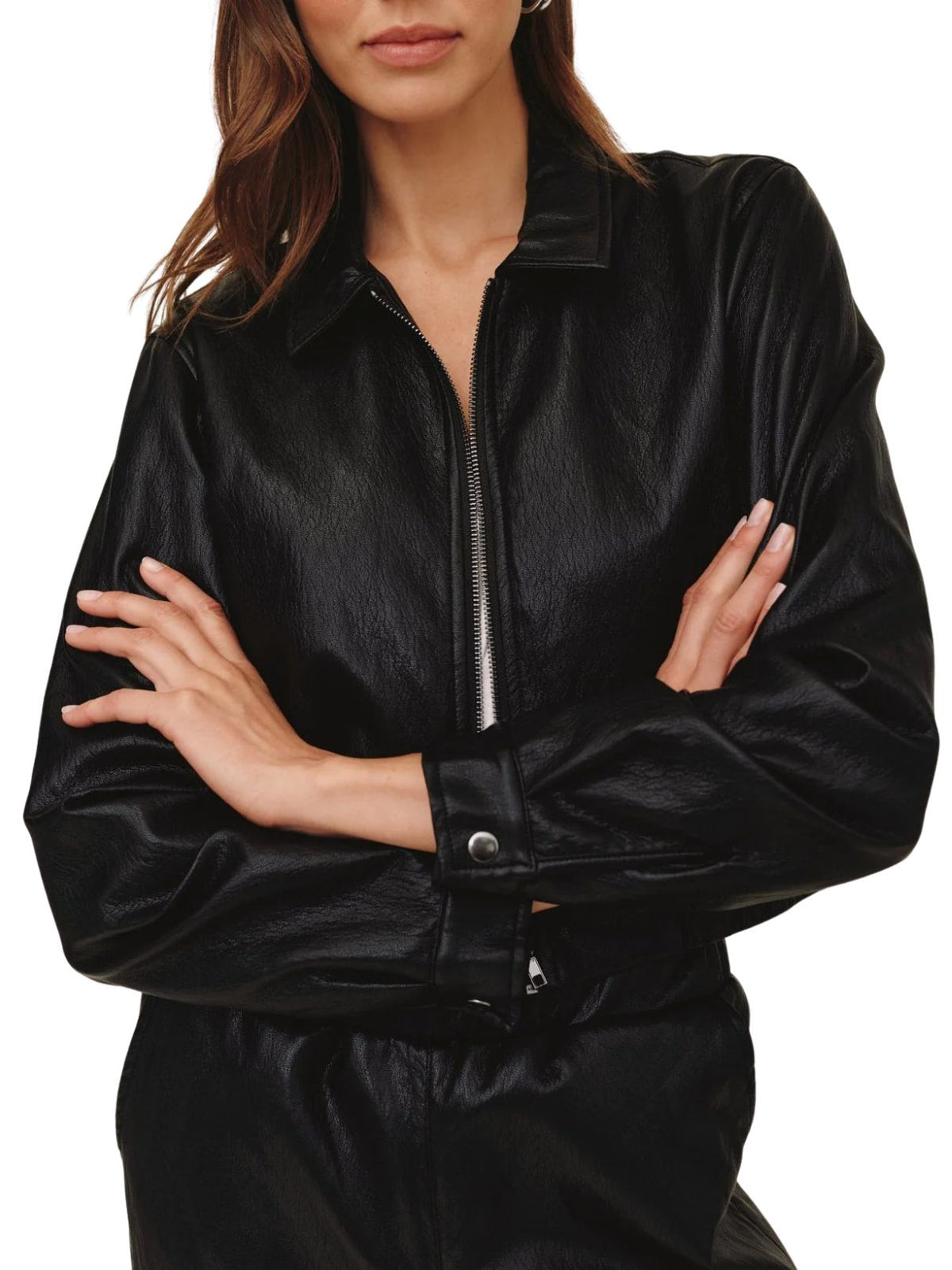 Bella Dahl Crop Bomber Jacket in Black