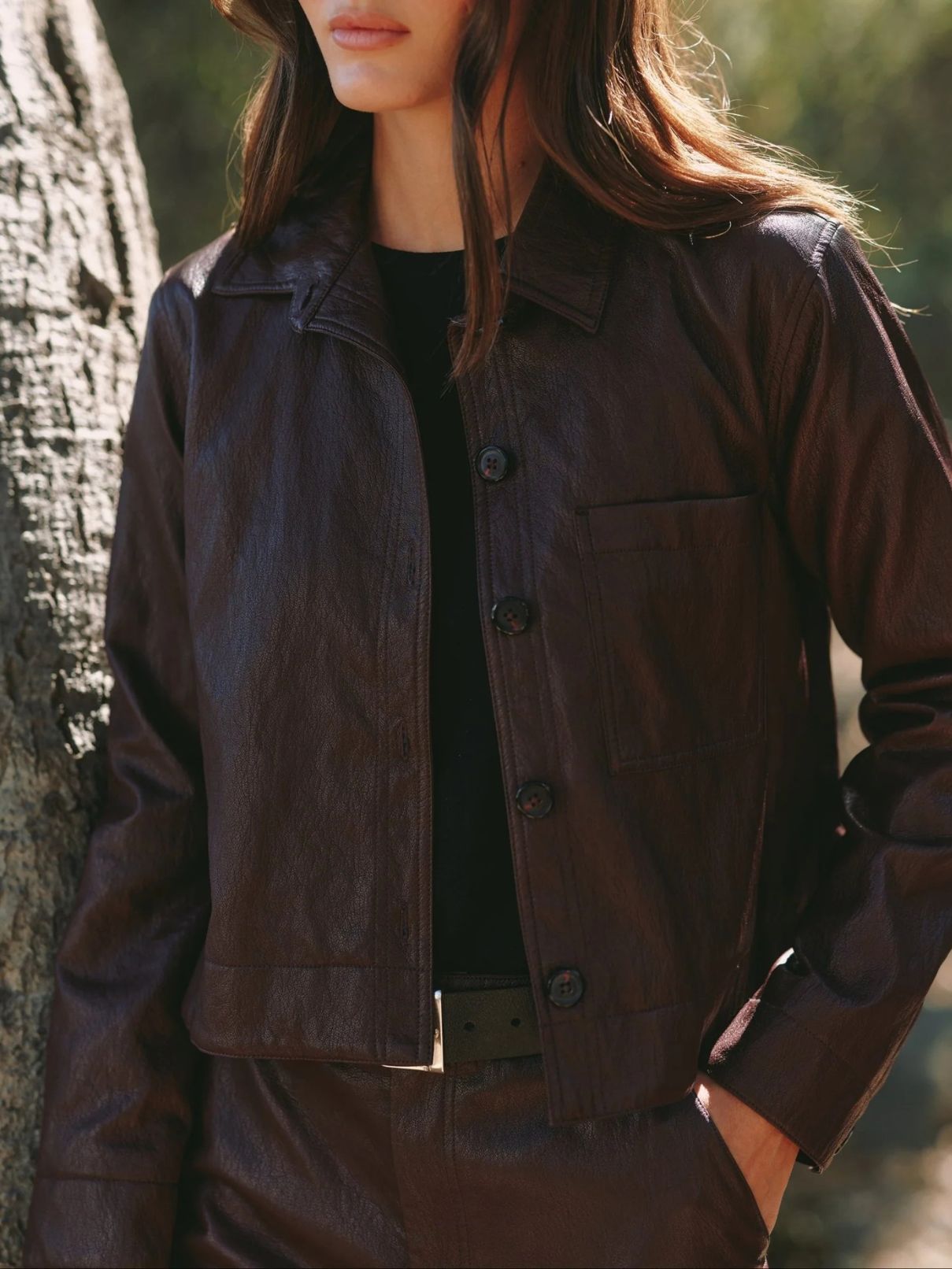 Bella Dahl Crop Pocket Jacket in Crimson Ember