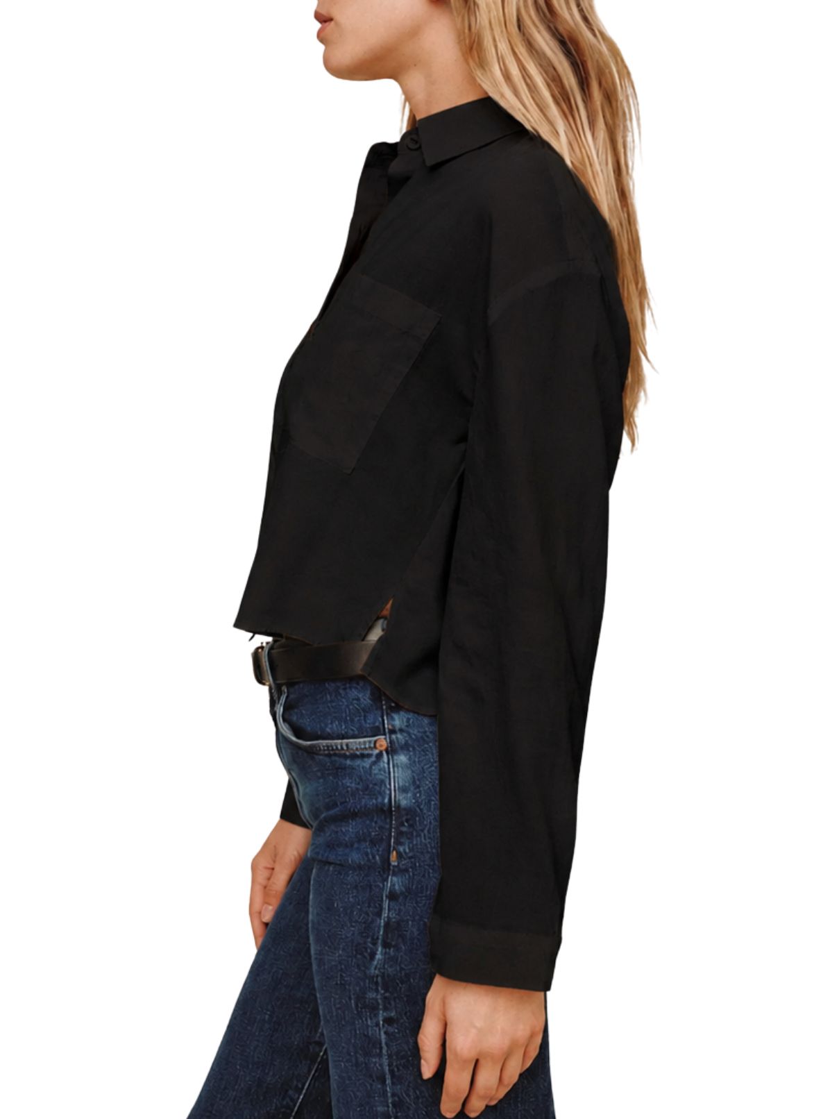Bella Dahl Cropped Button Down – Black
