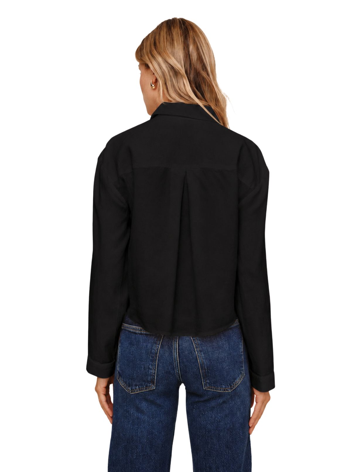 Bella Dahl Cropped Button Down – Black