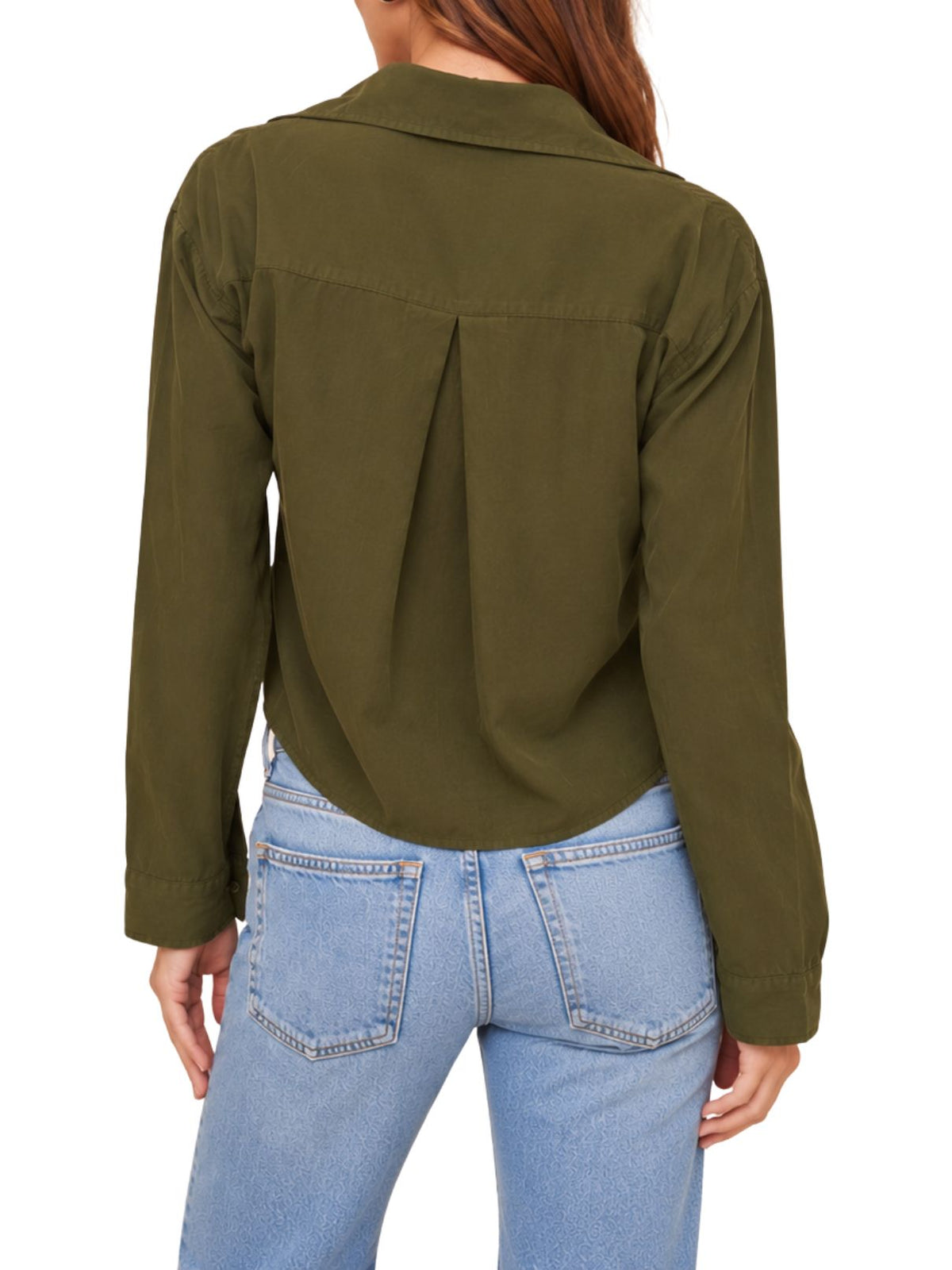 Bella Dahl Cropped Button Down in Olive Night