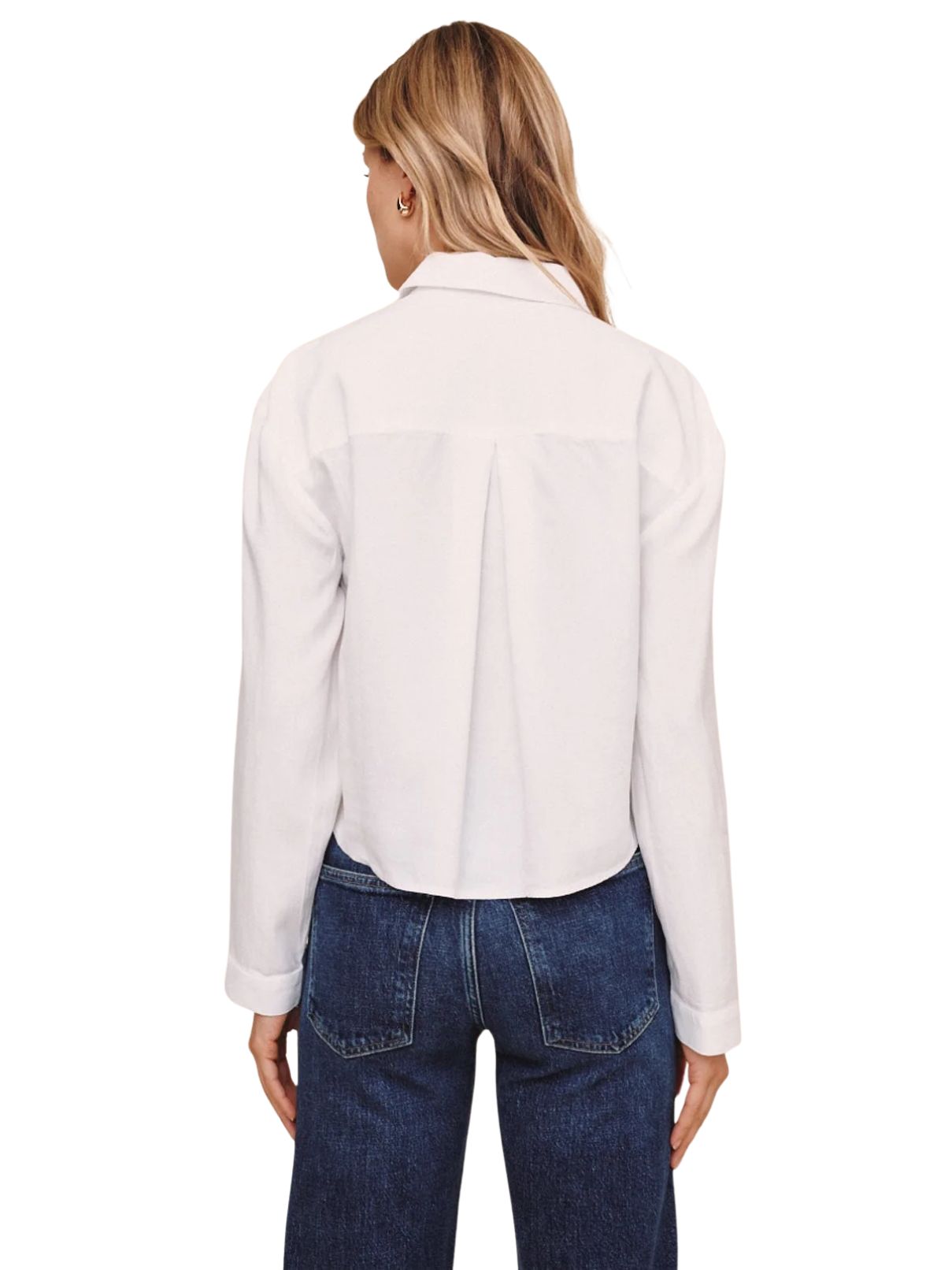 Bella Dahl Cropped Button Down in White