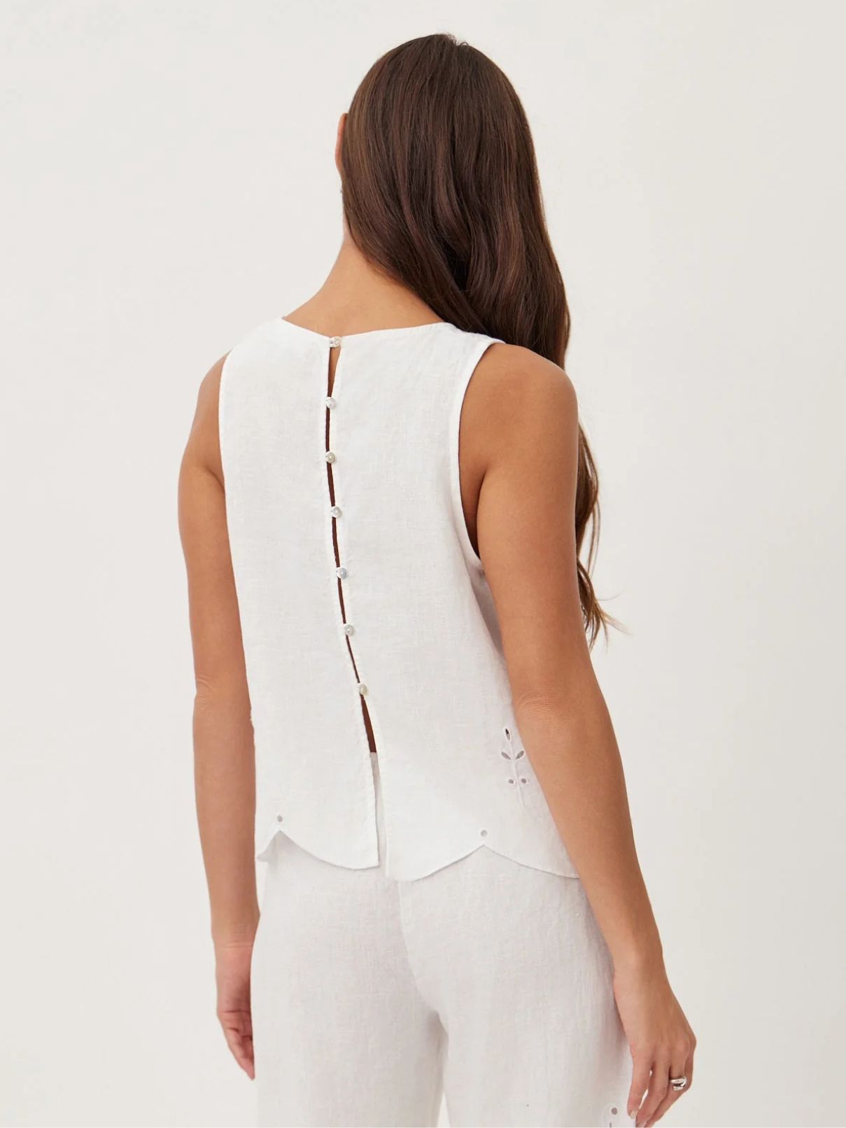 Bella Dahl Eyelet Embroidered Tank in White