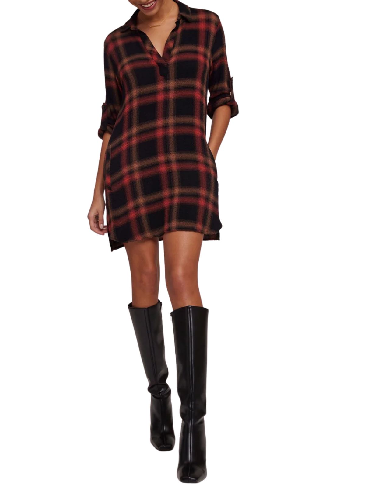 Bella Dahl L/S Aline Golden Rust Plain Dress