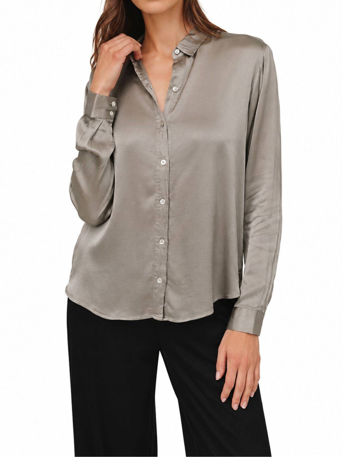 Bella Dahl Long Sleeve Button Front Shirt in Moon