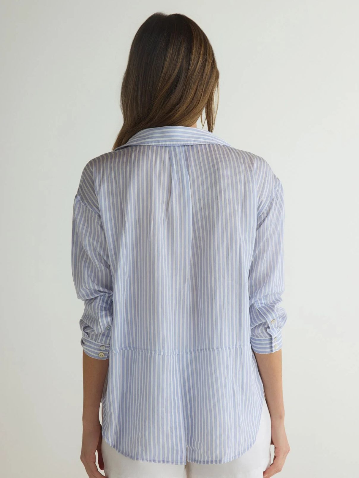 Bella Dahl Oversized Split Shirt in Provence Peri Stripe