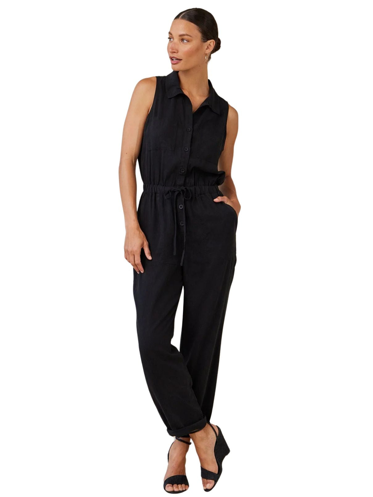 Bella Dahl Pocket Jumpsuit in Vintage Black