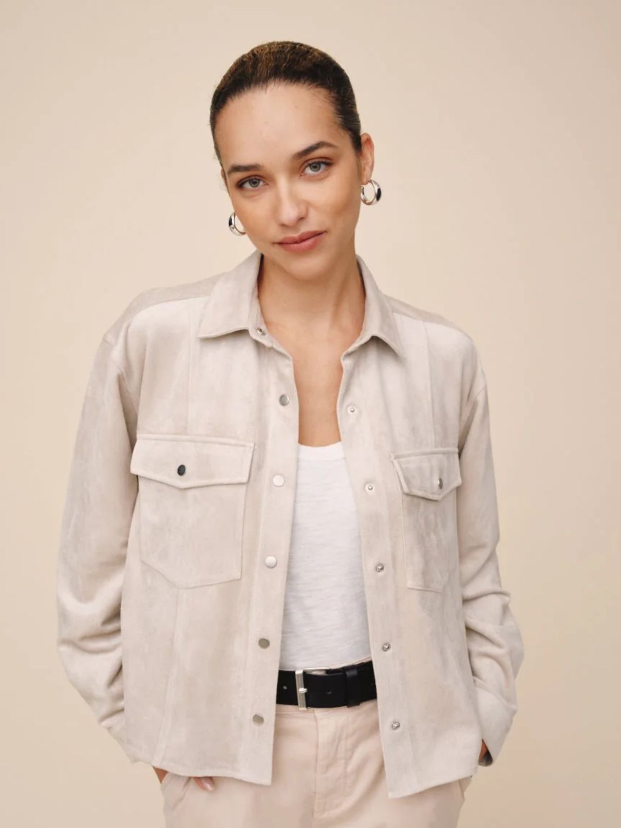 Bella Dahl Pocket Shacket in Panna Cotta