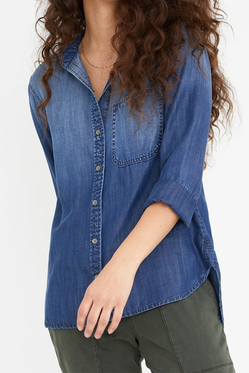 Bella Dahl Shirt Tail Button Down Dark Ombre Wash