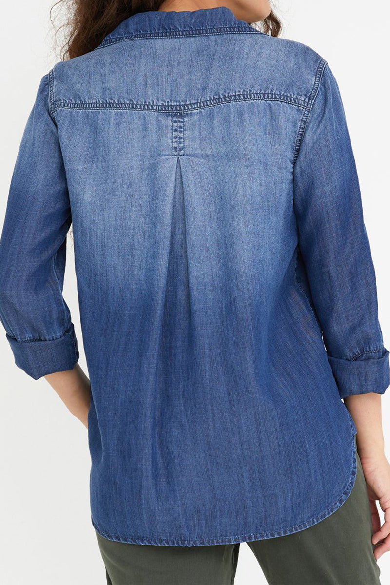 Bella Dahl Shirt Tail Button Down Dark Ombre Wash