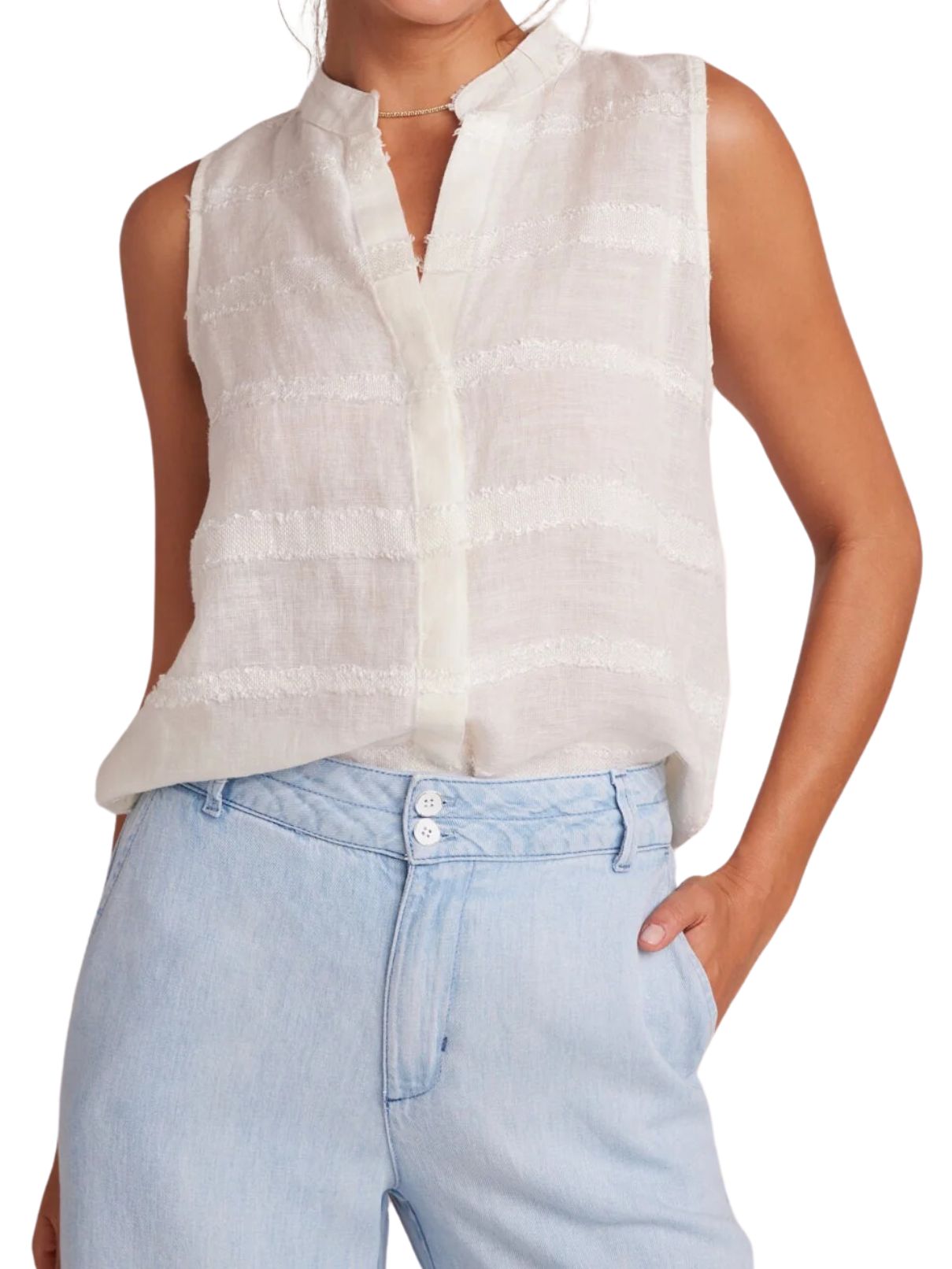 Bella Dahl Sleeveless Button Down Blouse in White