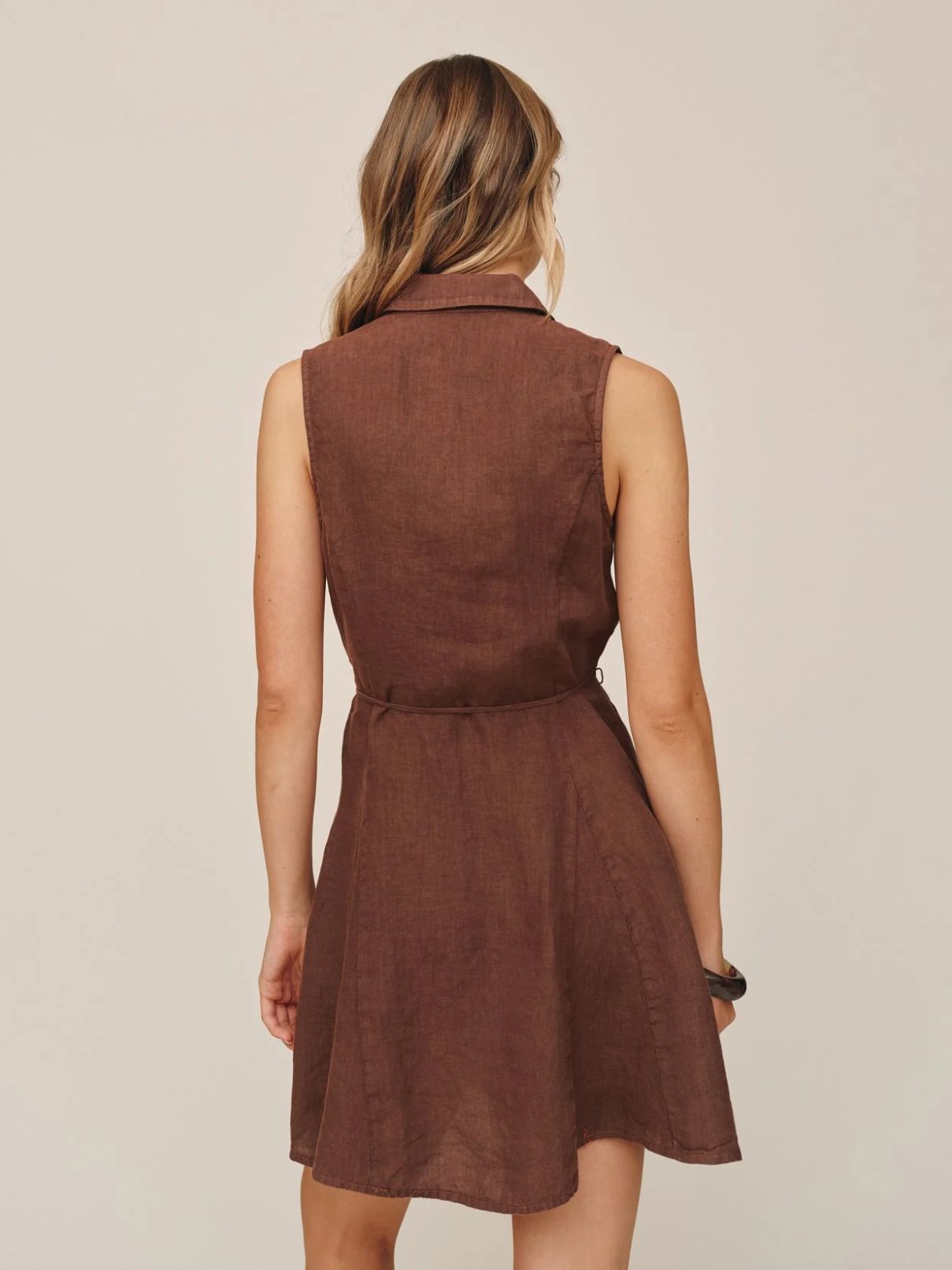 Bella Dahl Sleeveless Shirt Dress in Sea Glass Brown