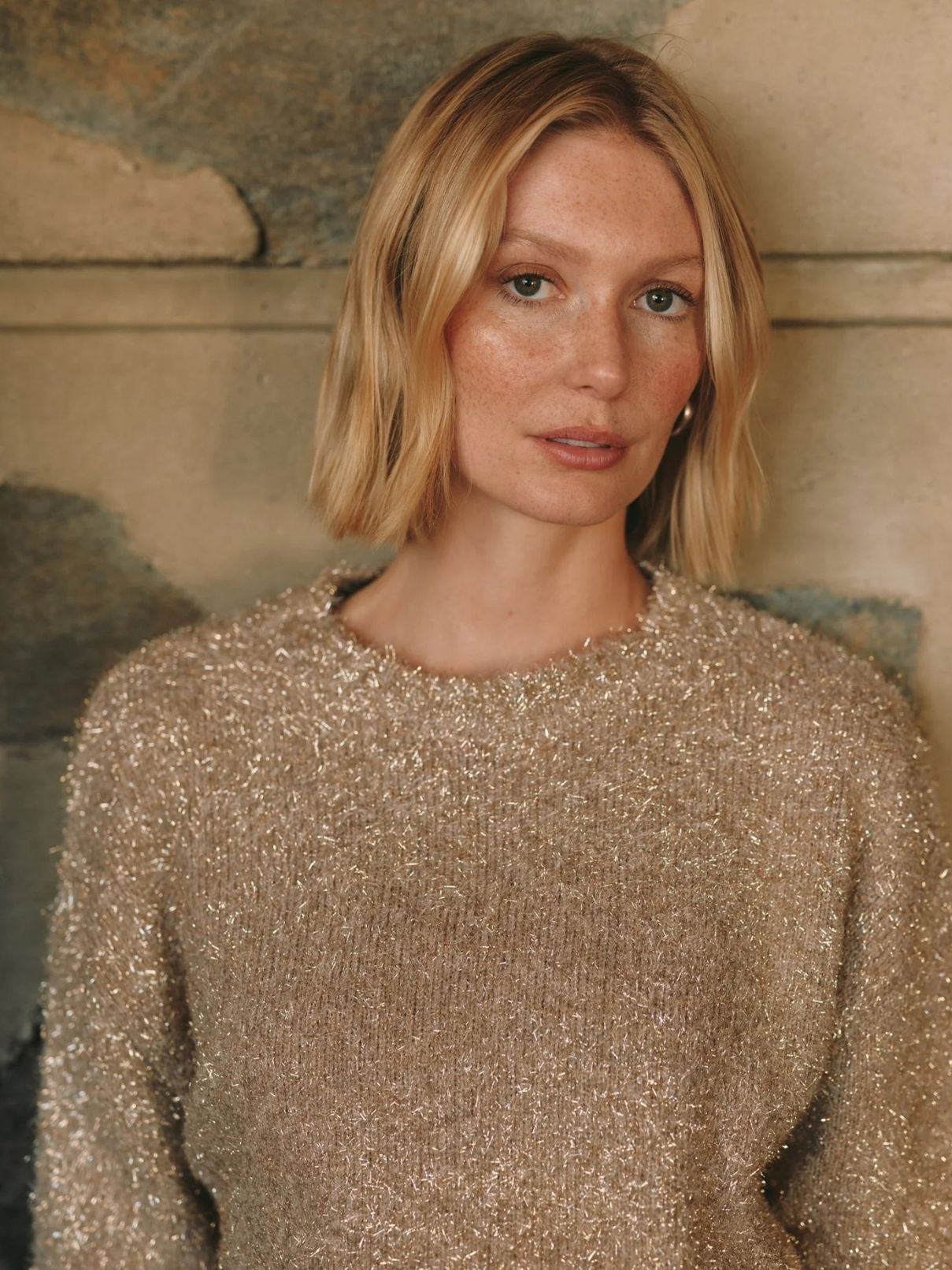 Bella Dahl Slouchy Sweater in Gold Shimmer