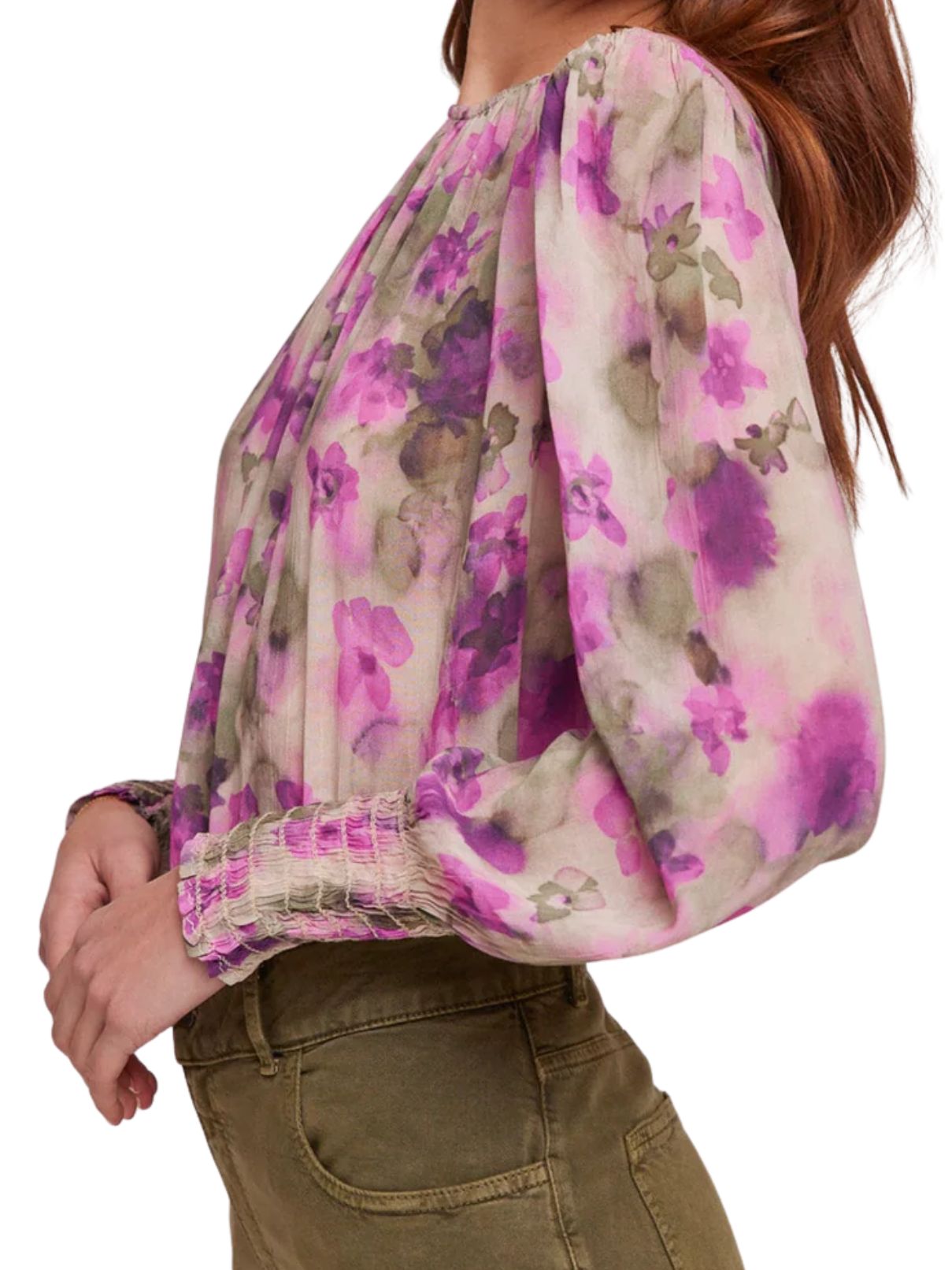 Bella Dahl Smocker Sleeve Floral Camo Print