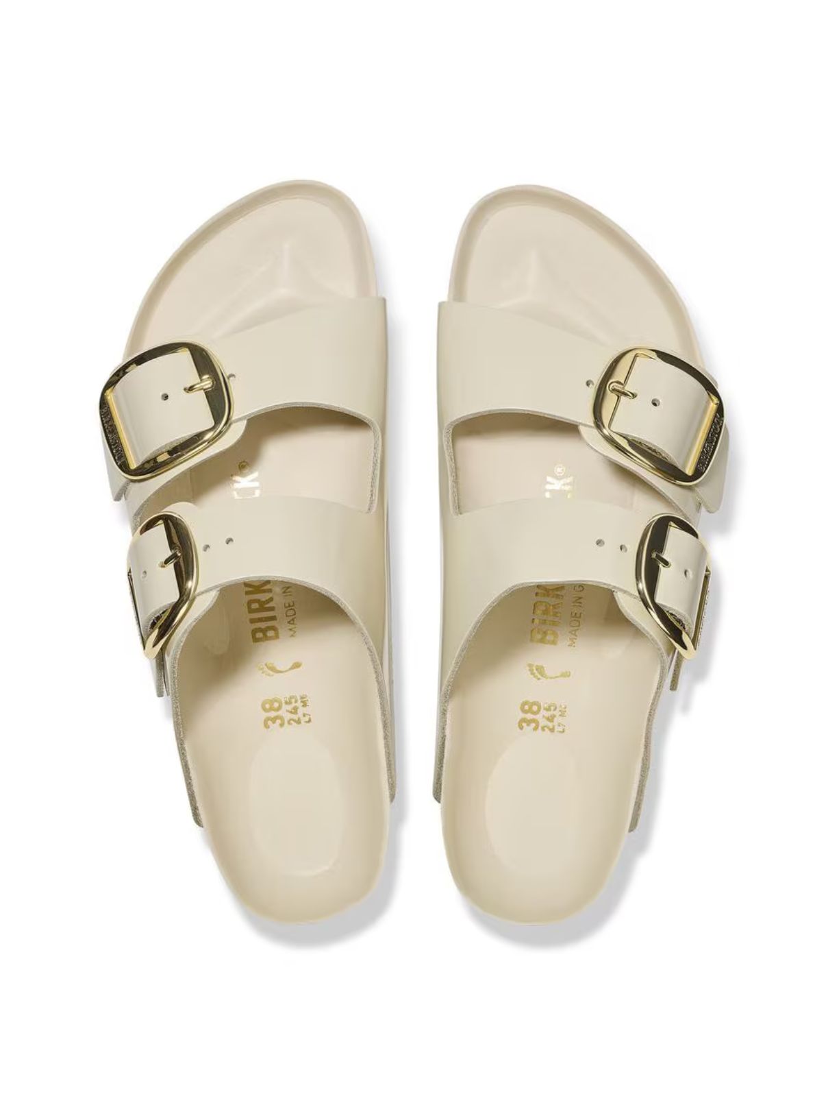 Birkenstock Arizona Big Buckle in High Shine Ecru Leather