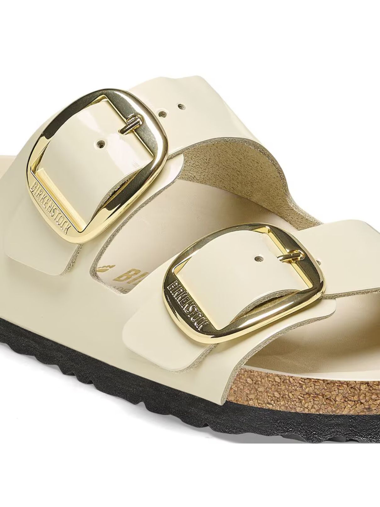 Birkenstock Arizona Big Buckle in High Shine Ecru Leather