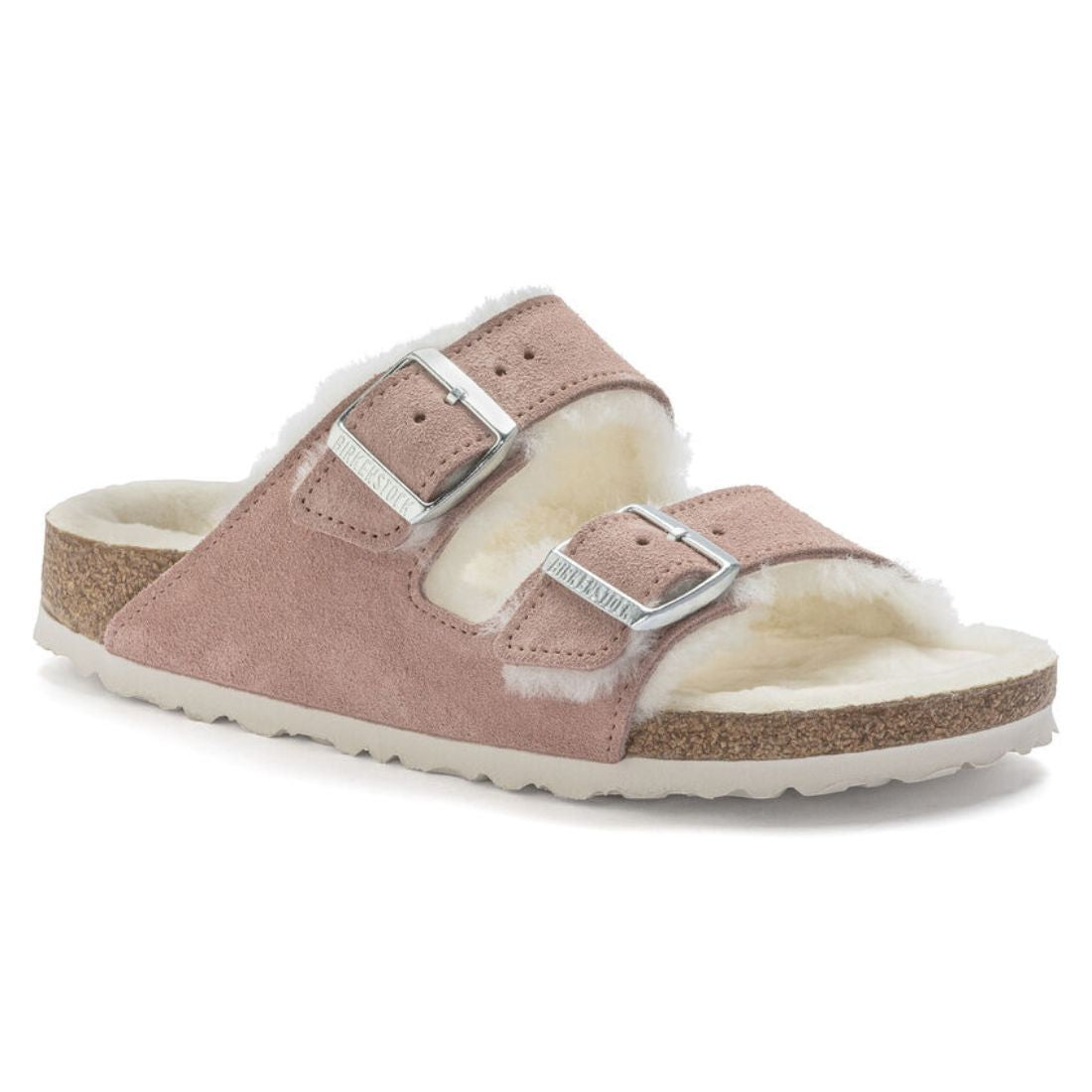 Birkenstock Arizona Shearling Suede in Pink Clay/Natural