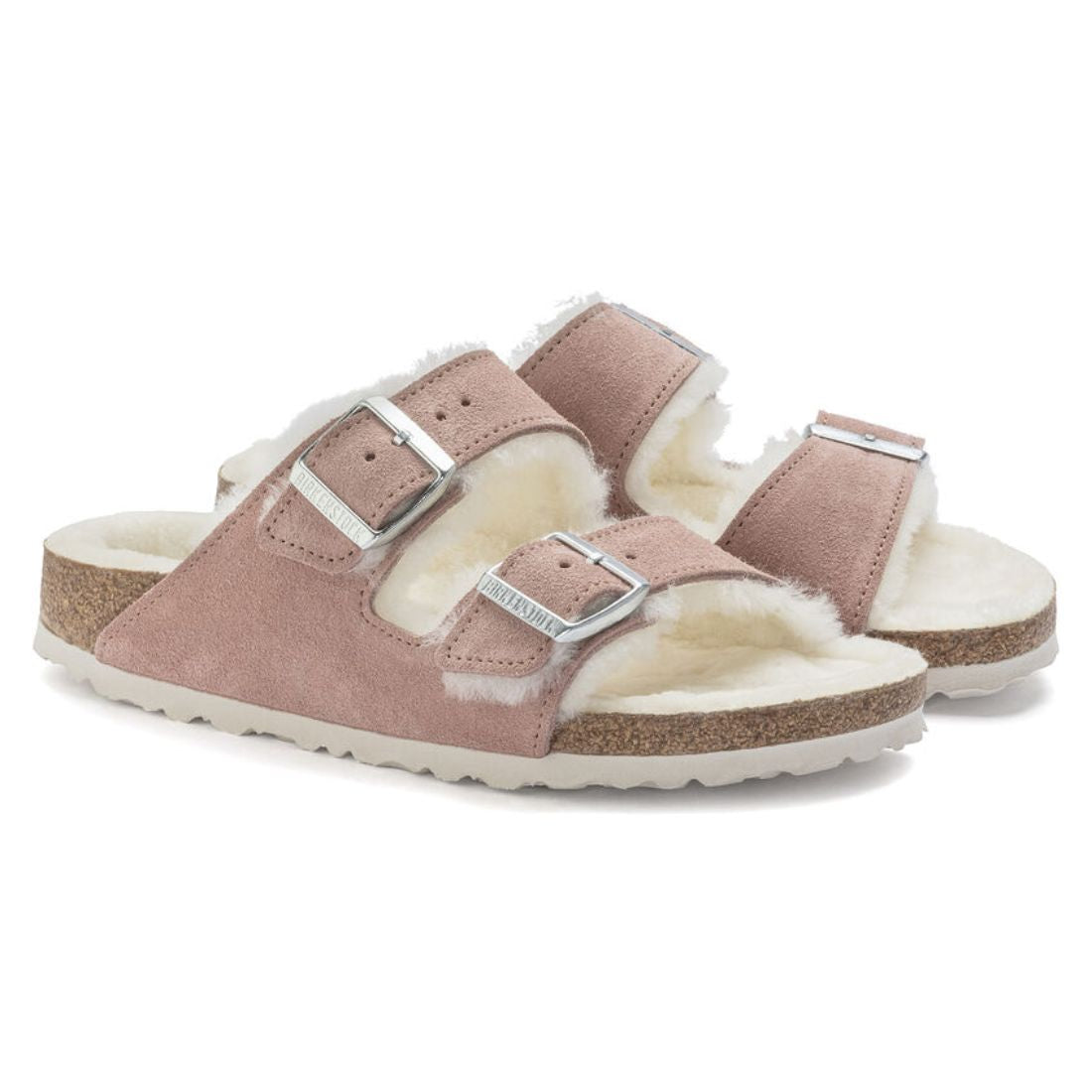Birkenstock Arizona Shearling Suede in Pink Clay/Natural