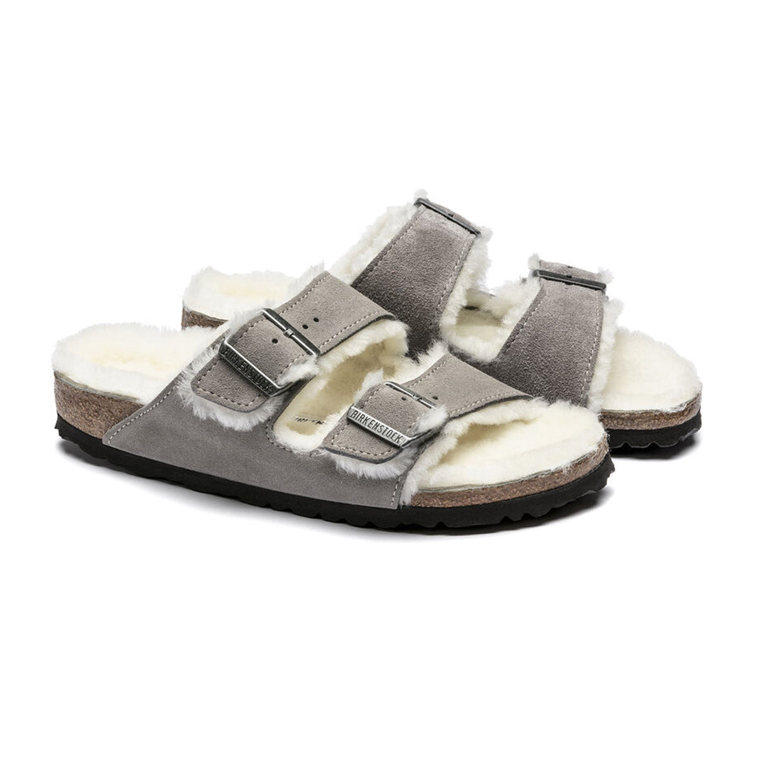 Birkenstock Arizona Shearling Suede in Stone Coin/Natural