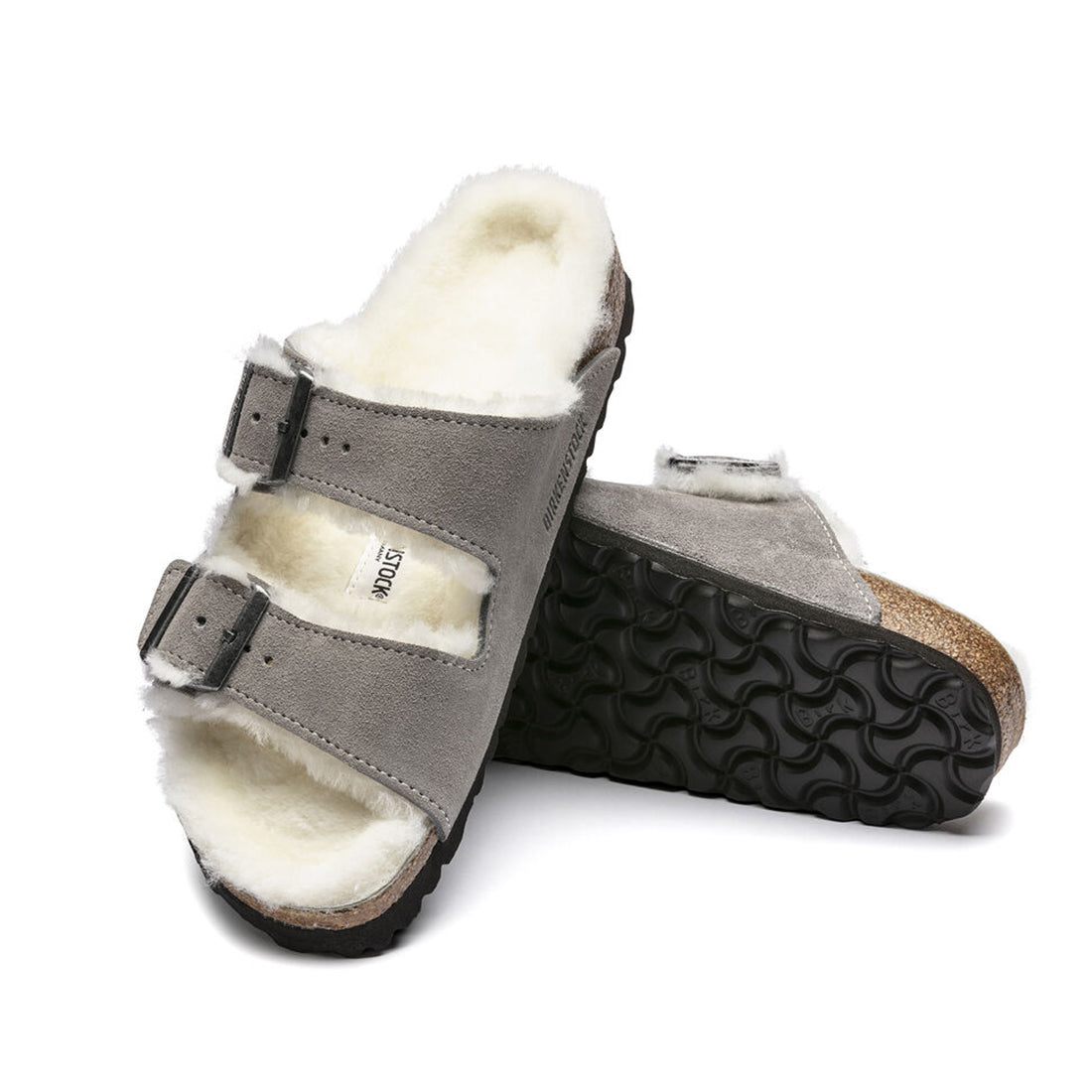 Birkenstock Arizona Shearling Suede in Stone Coin/Natural