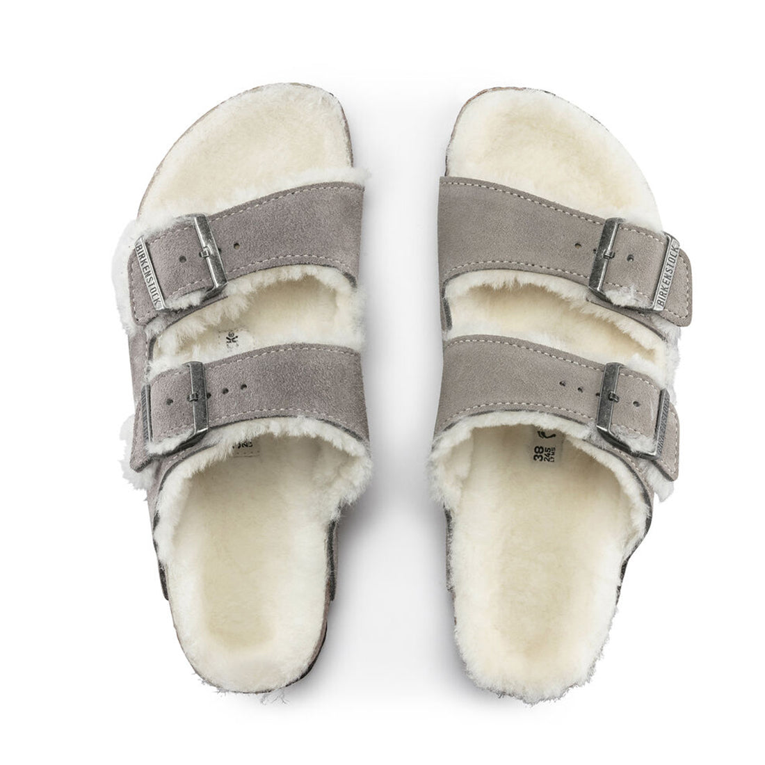 Birkenstock Arizona Shearling Suede in Stone Coin/Natural