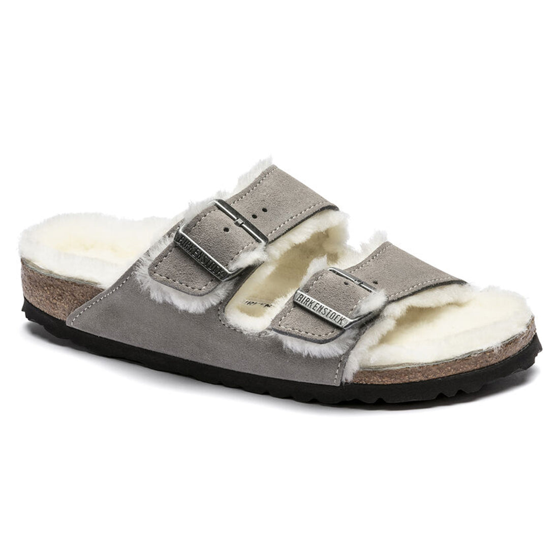 Birkenstock Arizona Shearling Suede in Stone Coin/Natural