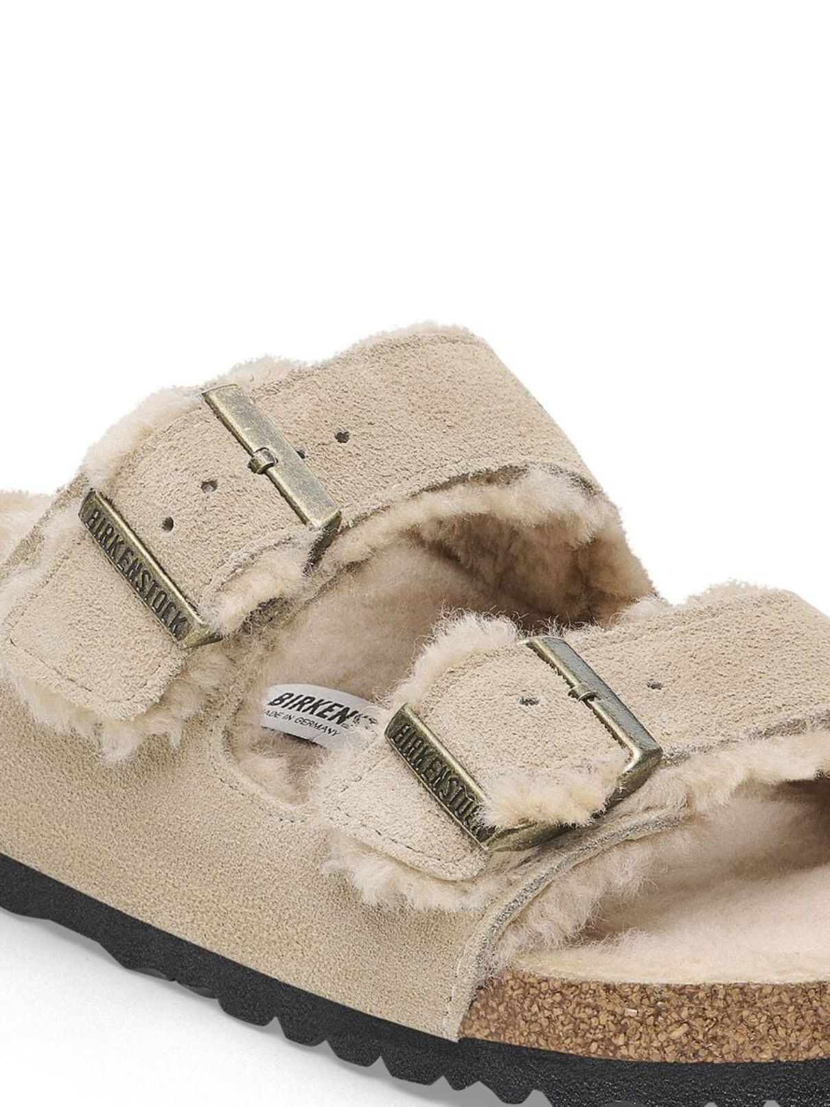 Birkenstock Arizona Shearling in Taupe Suede