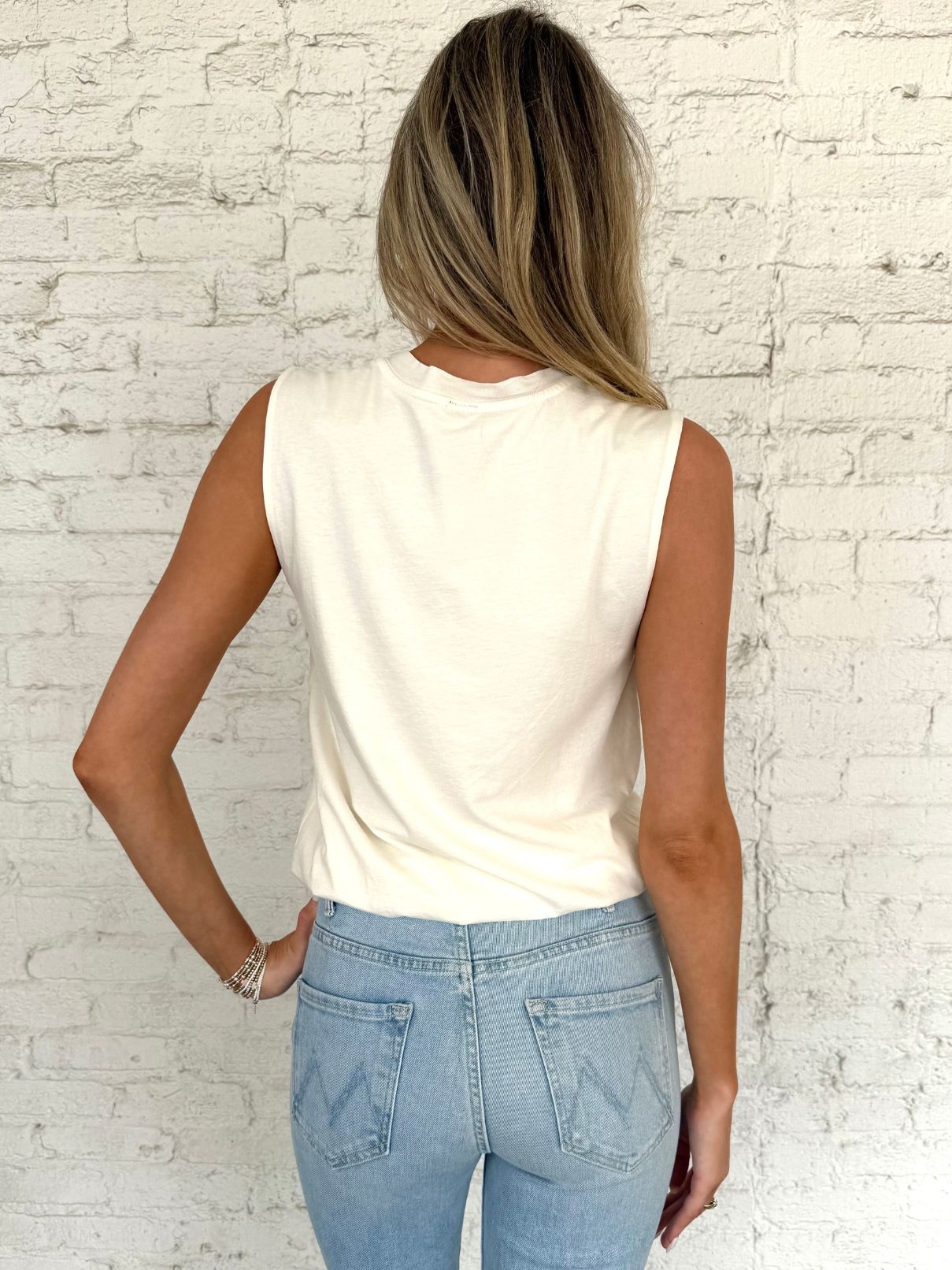 Bobi LA Crew Bubble Hem Tee in Pearl